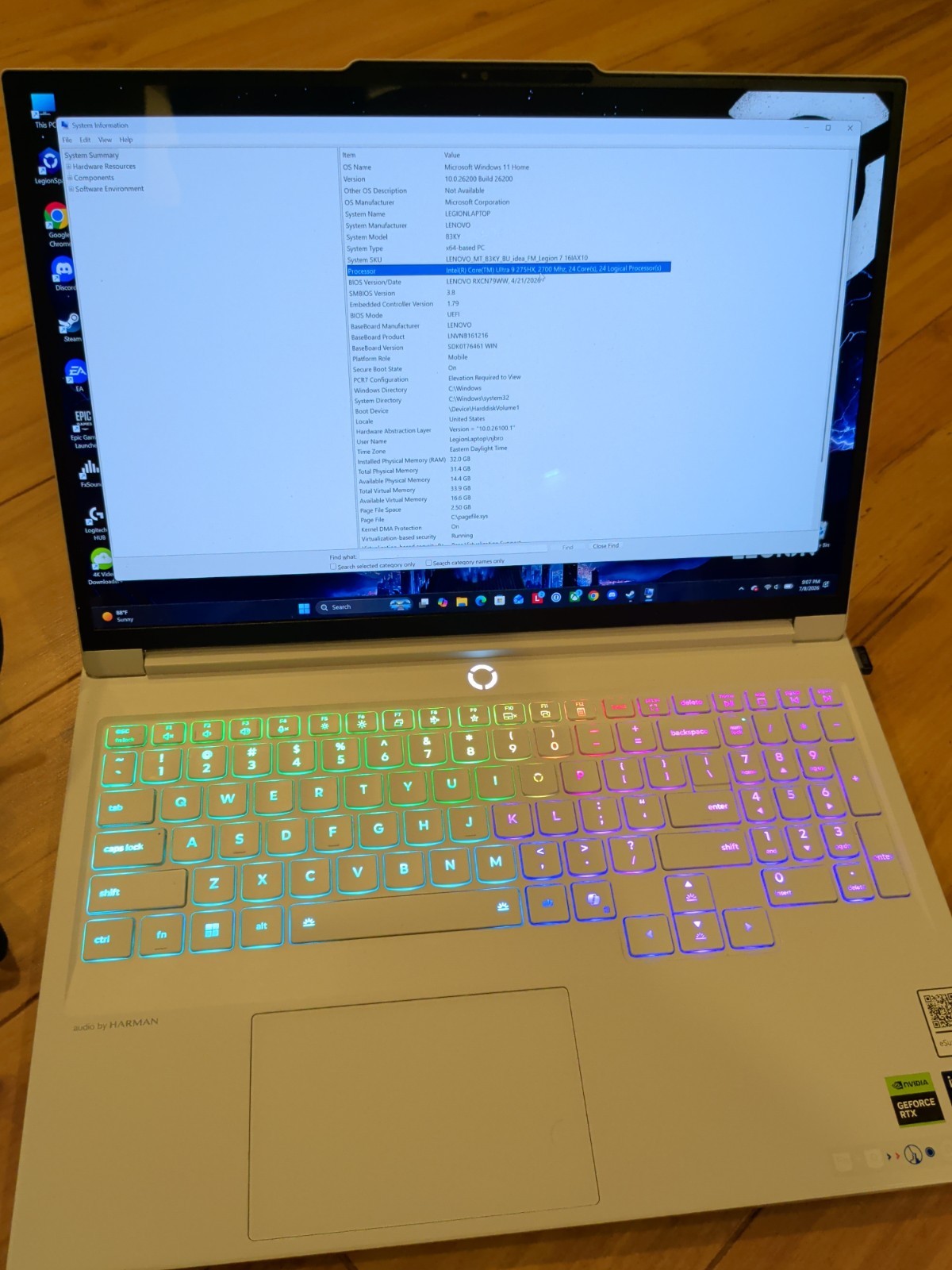 Lenovo Legion 7 16IAX10 16″ WQXGA Ultra 9 275HX 32GB UPGRADED 2TB RTX 5070 W11H