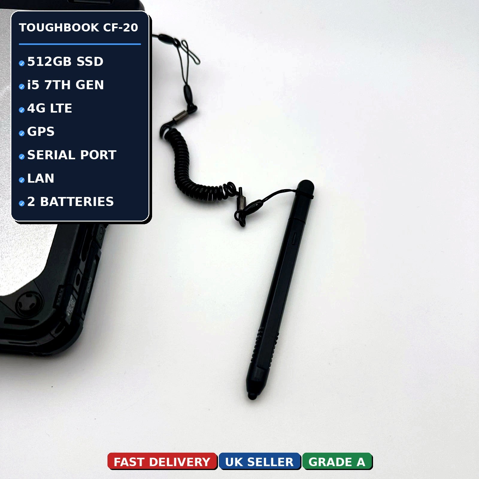 Panasonic Toughbook CF-20 MK2 i5 8GB 512GB Rugged Tablet Laptop 4G GPS 2 x Bat