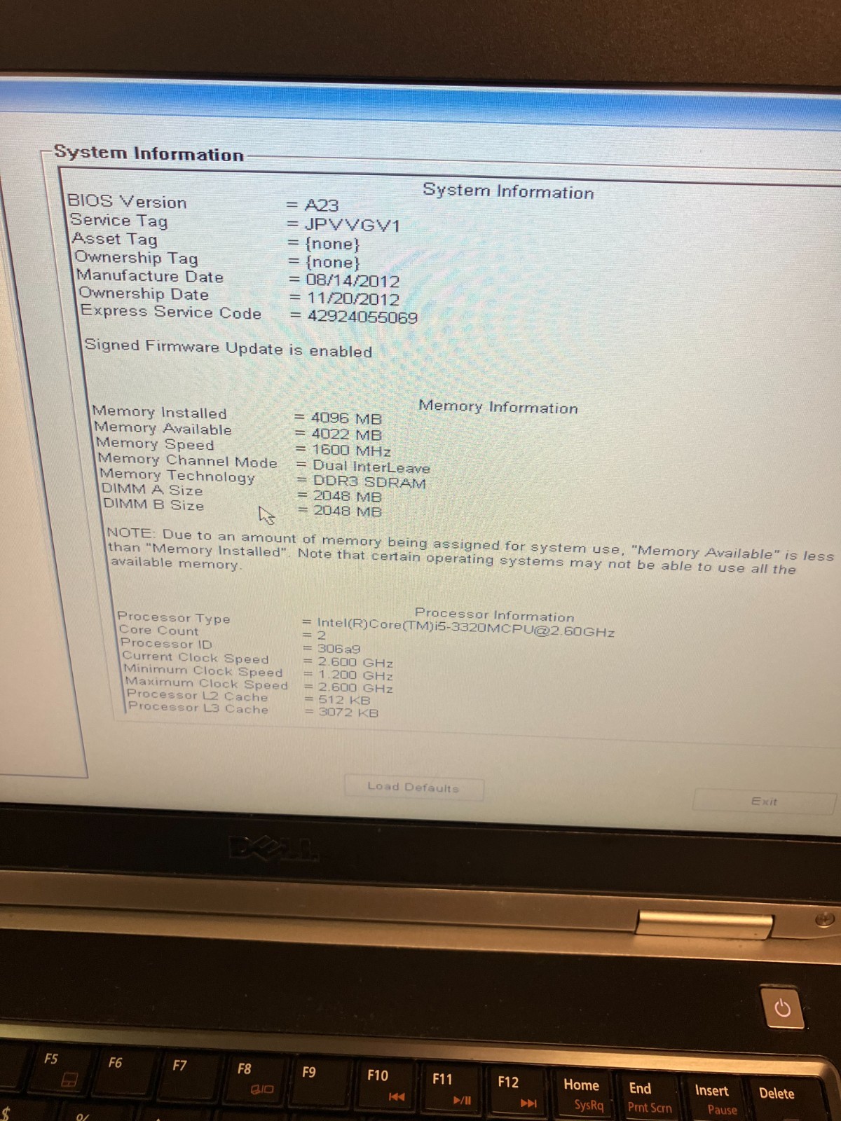 Dell Latitude E6430 i5-3320M 2.6GHz 4GB RAM No HDD/OS/Caddy FOR PARTS