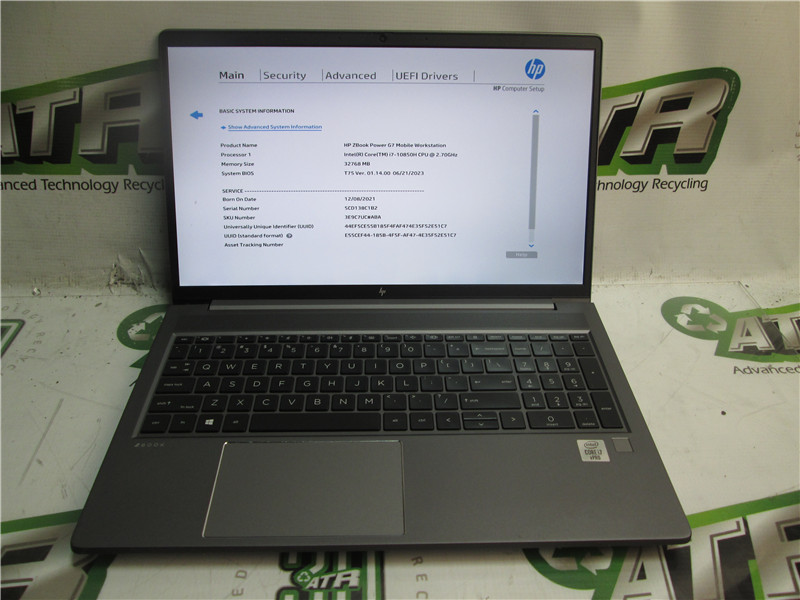 HP ZBook G7 Laptop i7-10850H 2.7GHz 32GB RAM 512GB SSD Windows 11 COA