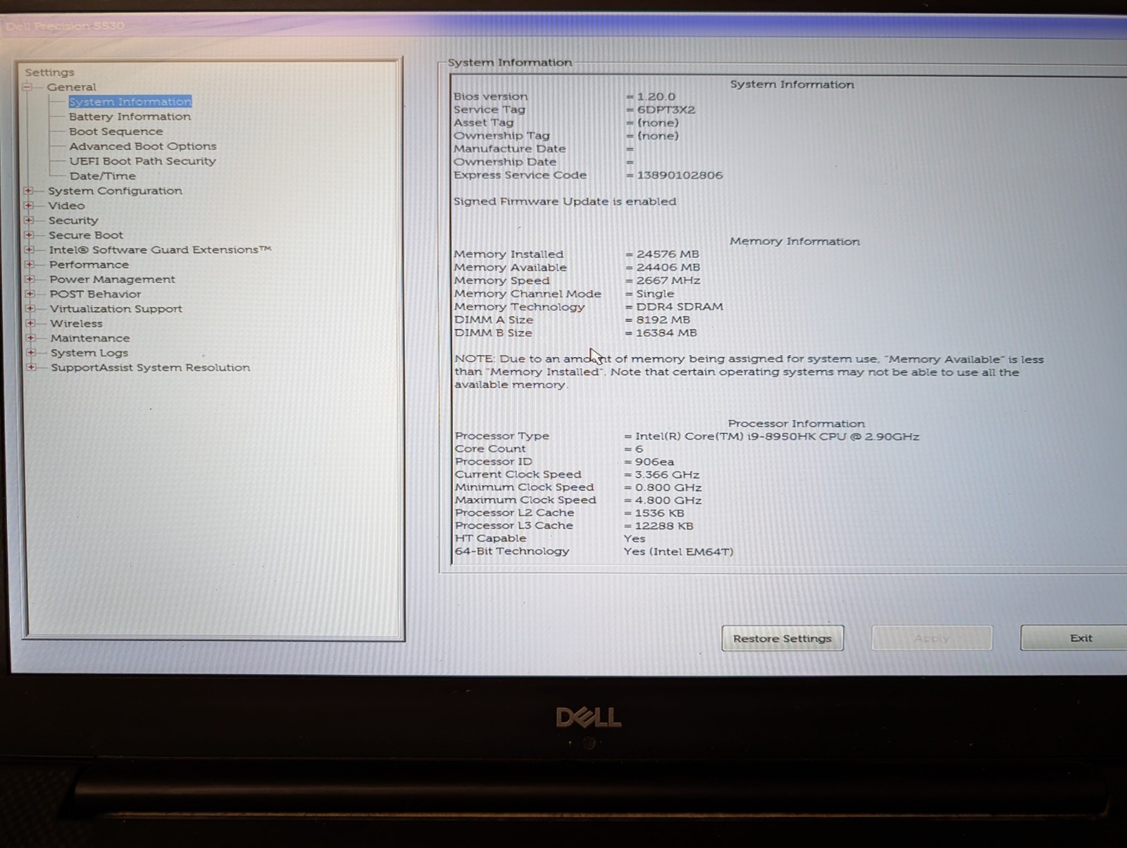 Dell Precision 5530 i9-8950HK 24GB 512GB NVIDIA P2000 Win11 Pro *New Battery*