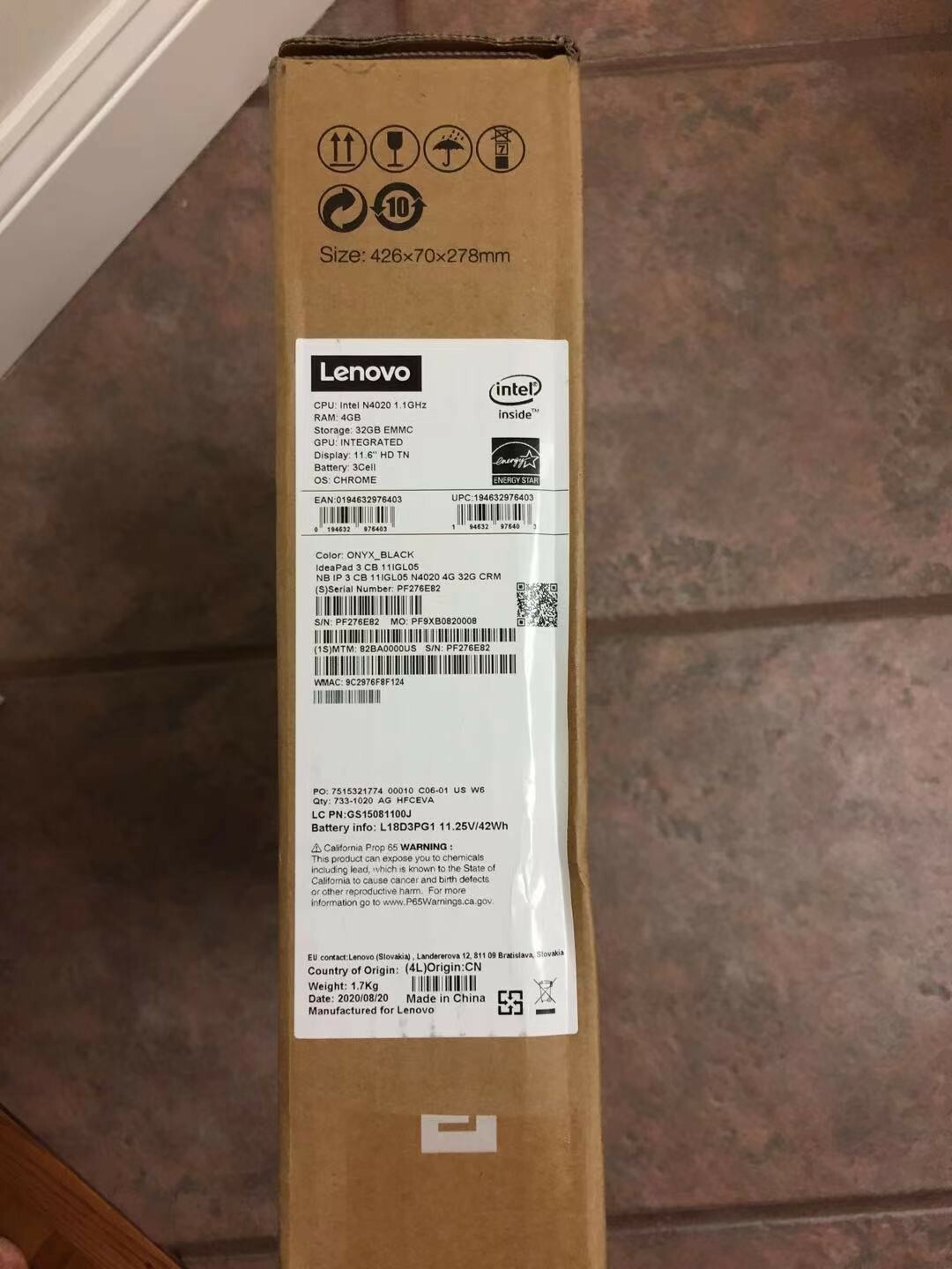 Lenovo IdeaPad 3 ChromeBook 82BA0000US 11.6″ Celeron 4GB DDR4 32GB eMMC 11lGL05