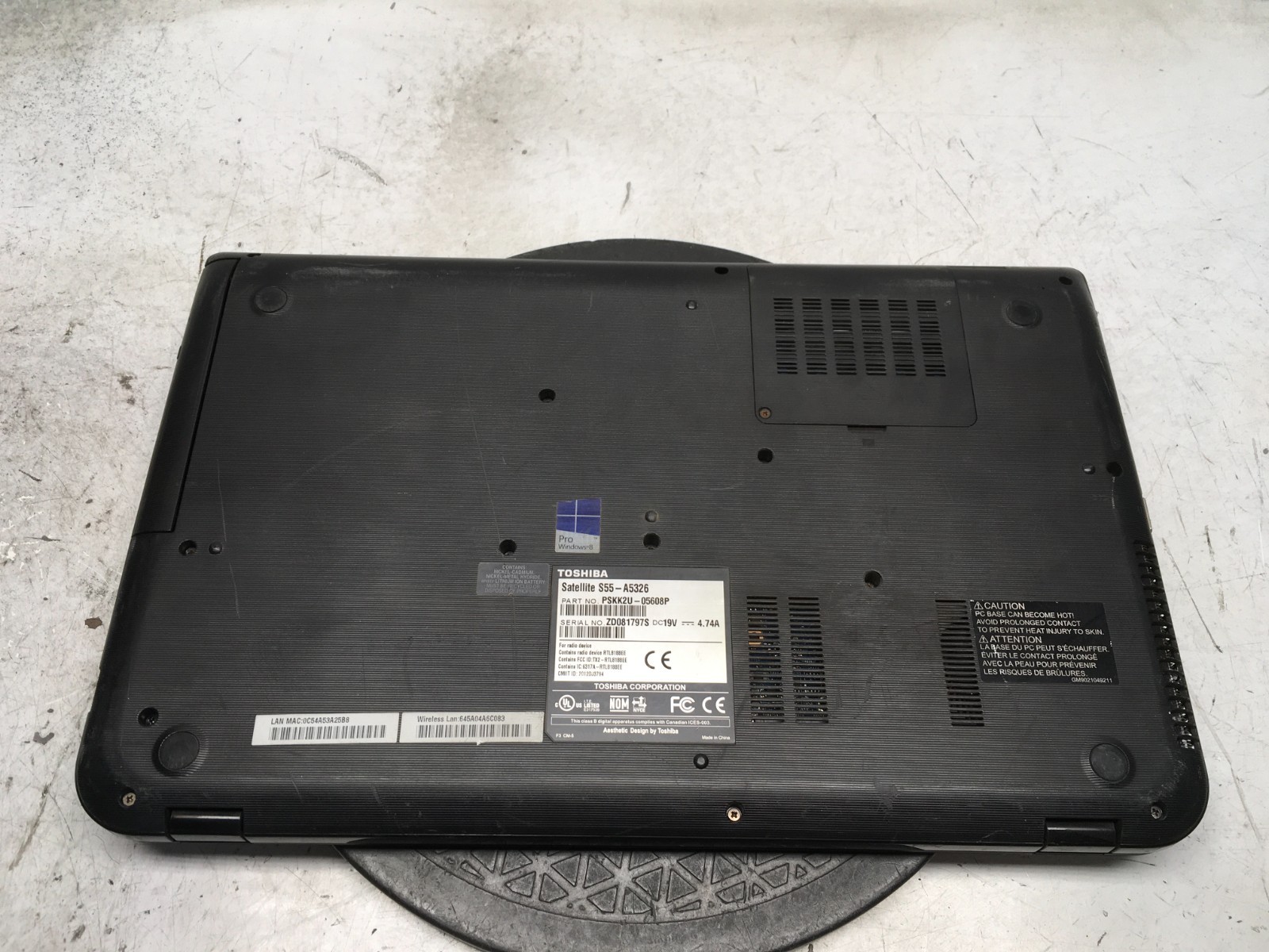 Toshiba Satellite S55-A5326 Intel i7-4700MQ 2.4GHz 16 GB NO HDD