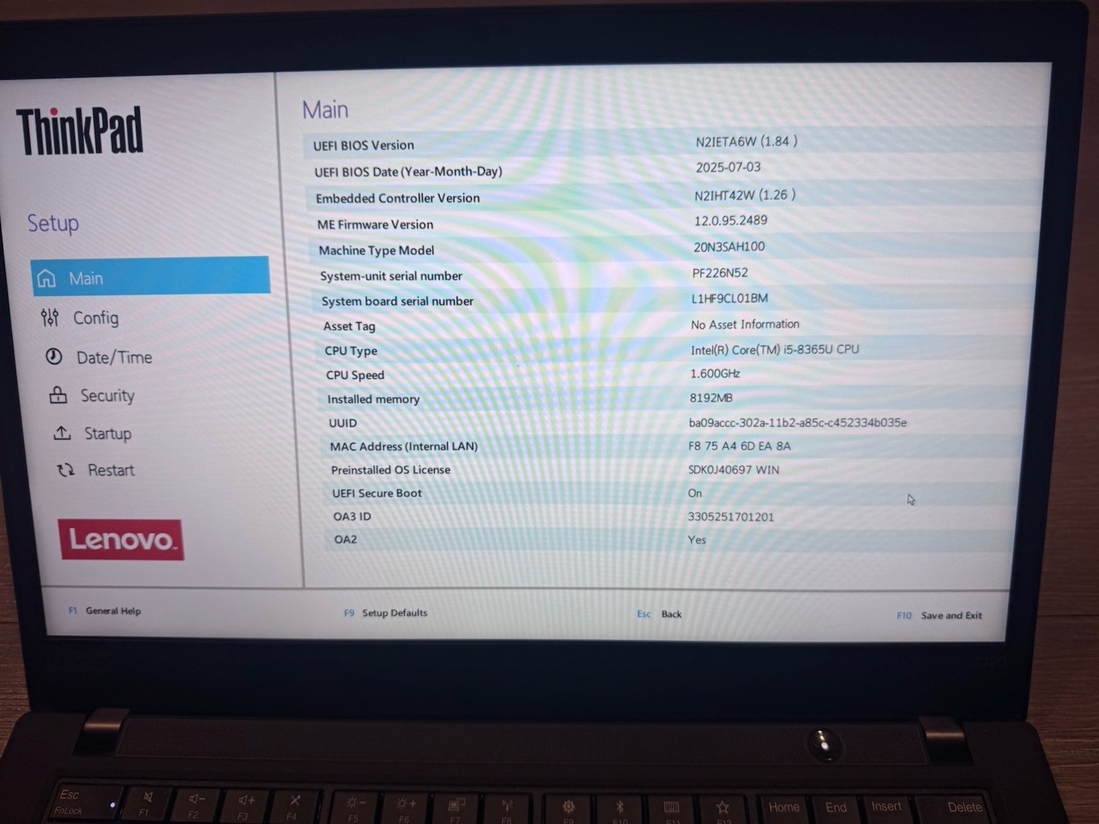 Lenovo ThinkPad T490 i5-8365U 8GB RAM 256GB SSD Touchscreen LTE Win11 Pro