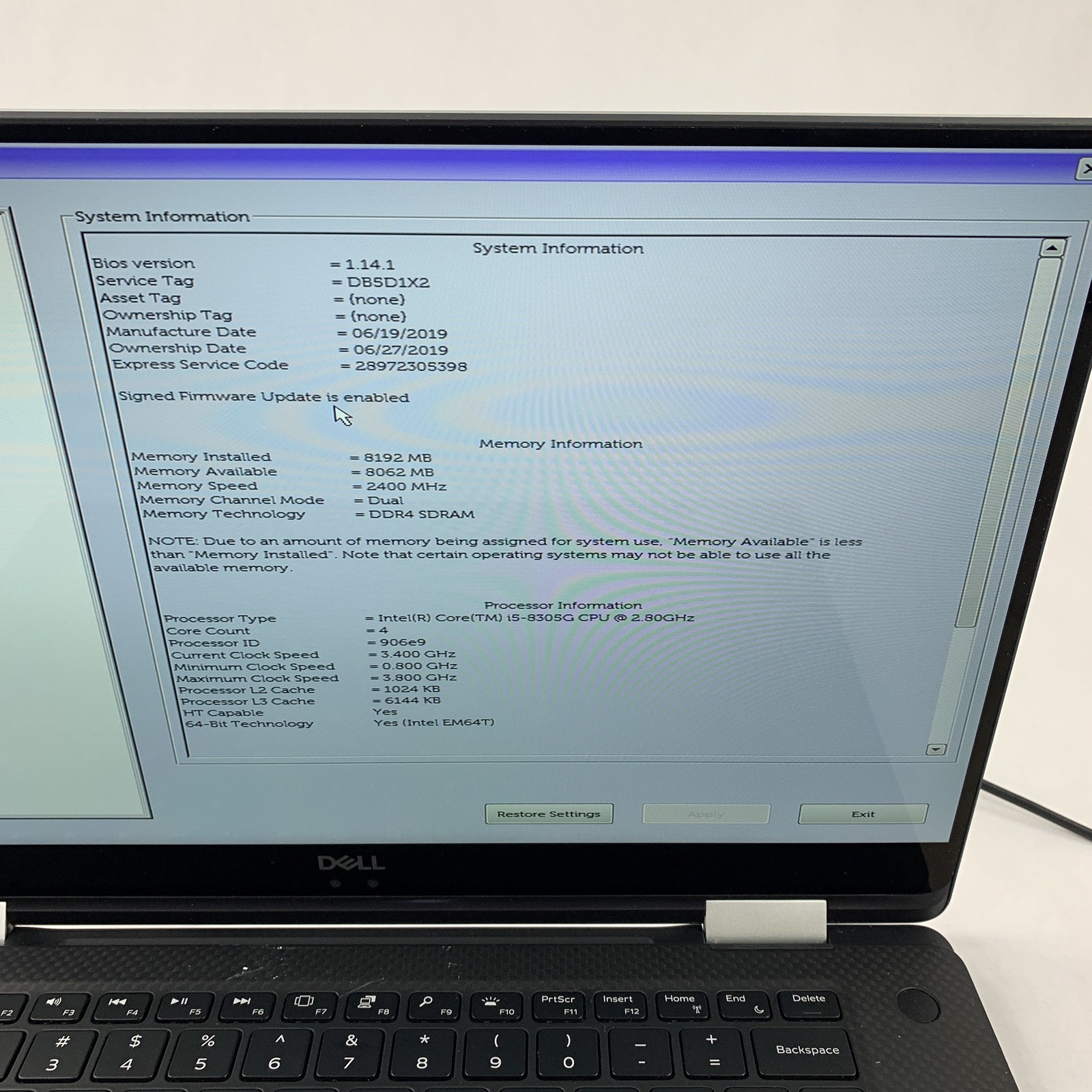 Dell XPS 15 9575 2-in-1 15.6″ i5-8305G 2.80 GHz 8 GB RAM No SSD/OS/AC/Battery