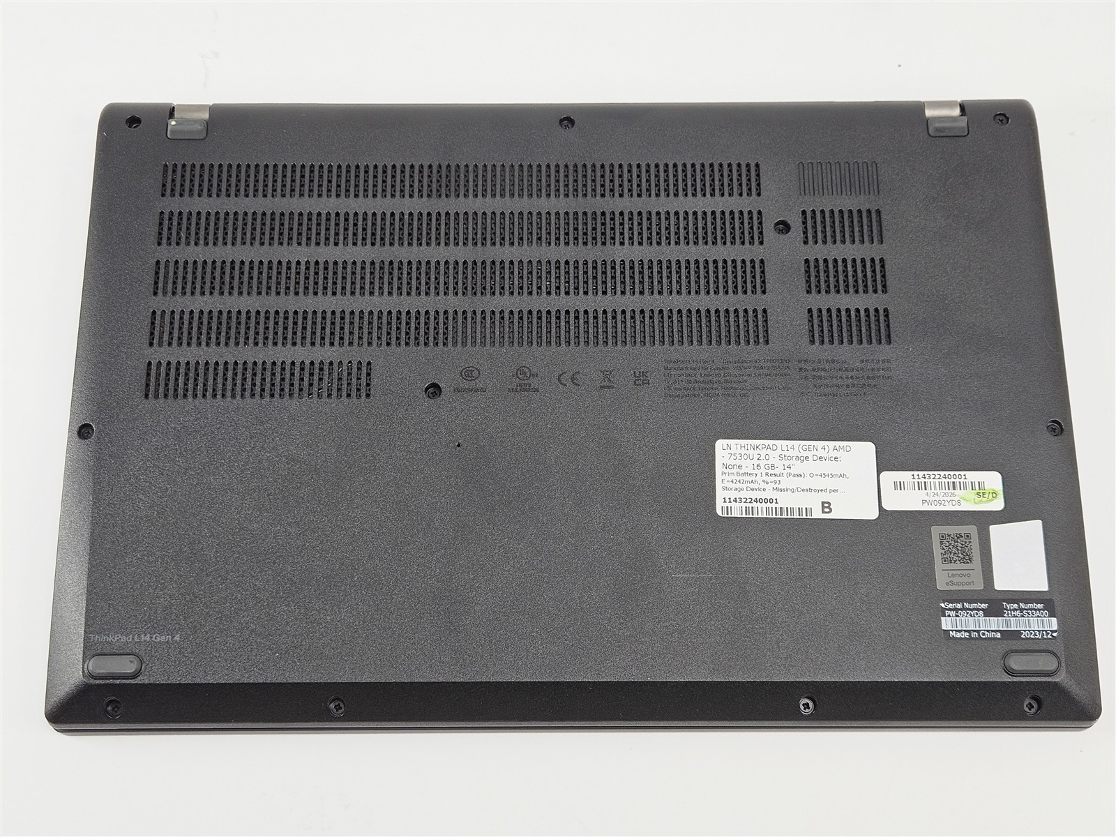 Lenovo 14″ ThinkPad L14 Gen4 Ryzen 5 PRO 7530U 16GB No Storage No OS