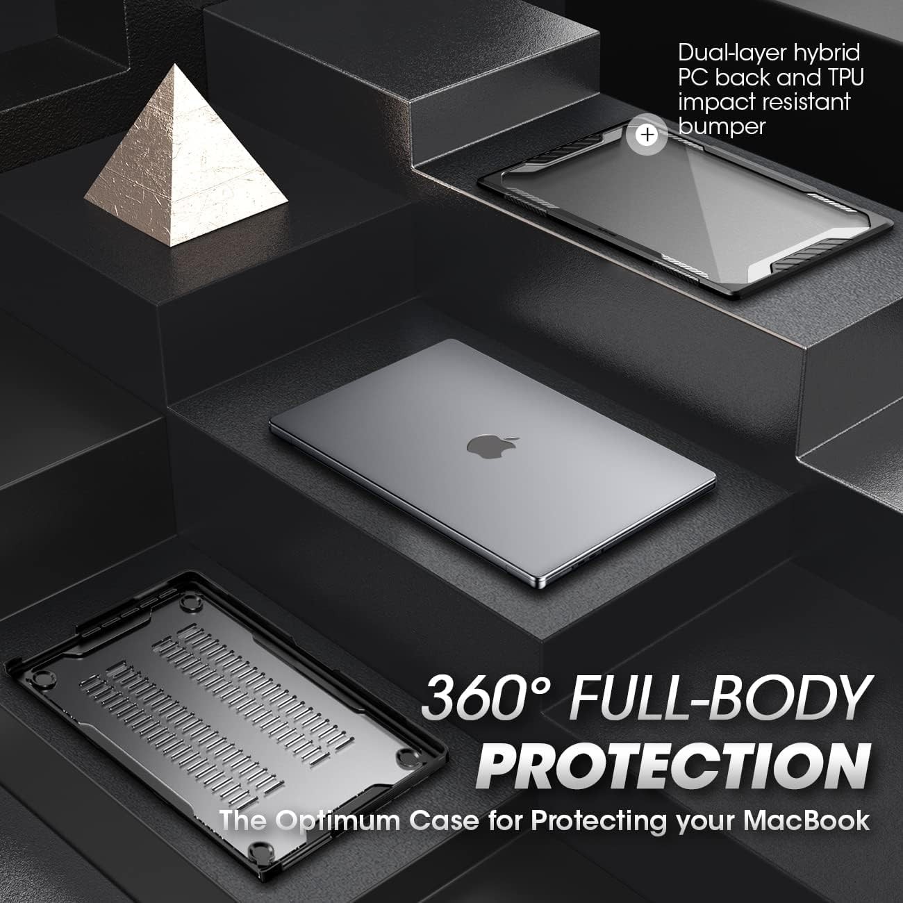 MacBook Pro 16 Inch Case 2026-2021 Heavy Duty Hard Shell Protective Cover, Black