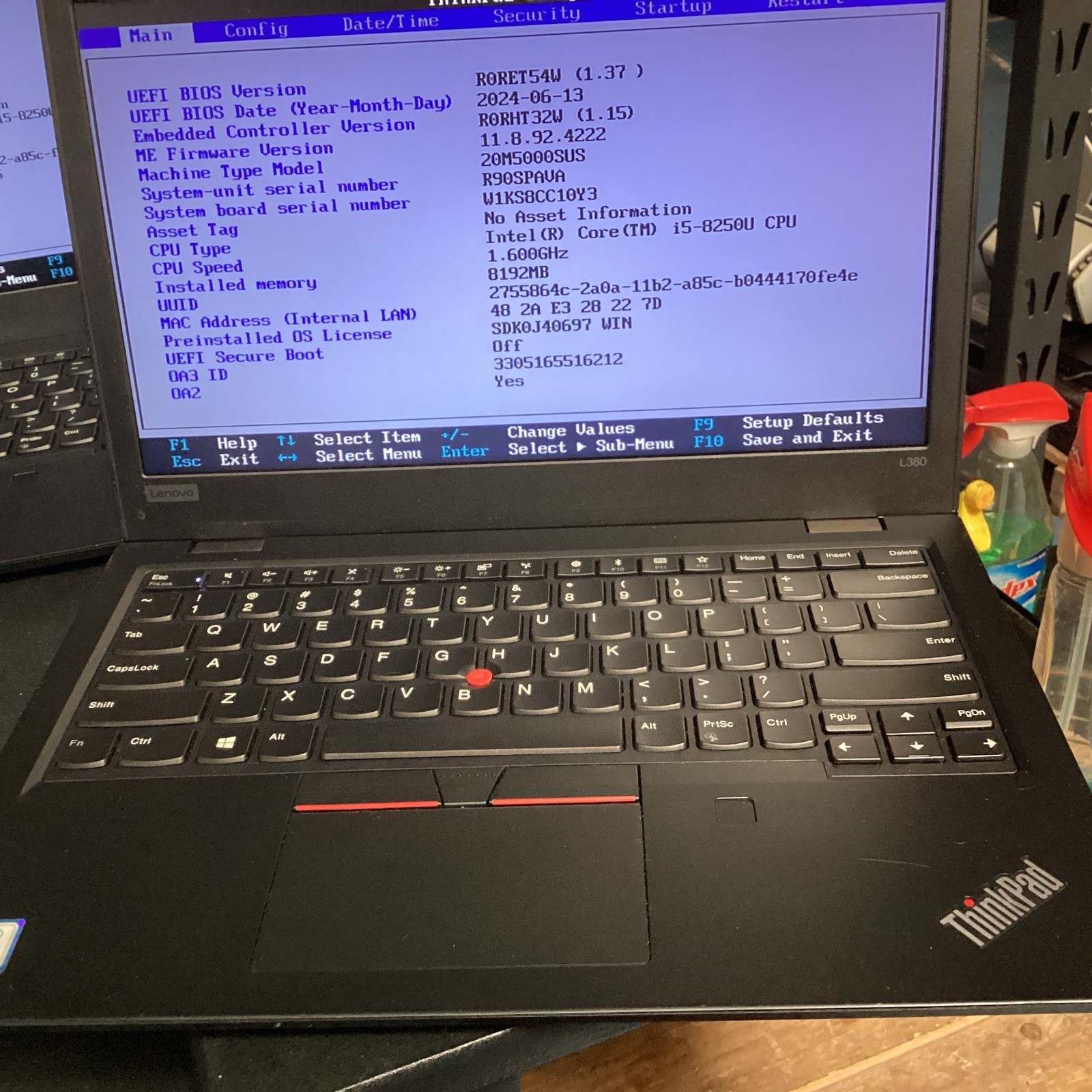 Lot of 5 Lenovo ThinkPad L380 i5-8250U@1.60GHz 4)8GB 1)24GB RAM 256GB SSD No OS