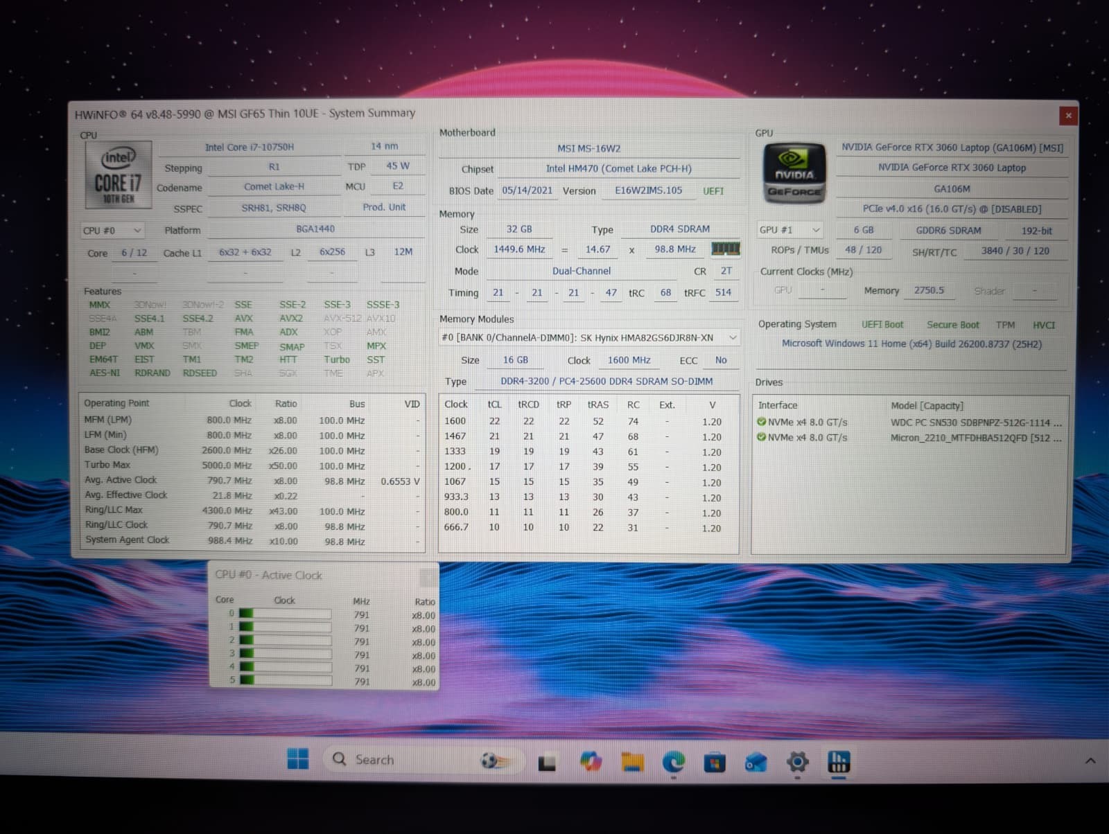 15″ MSI GF65 Thin | i7 10th Gen 32GB RAM 1TB SSD | FHD@144Hz RTX 3060 Backlit