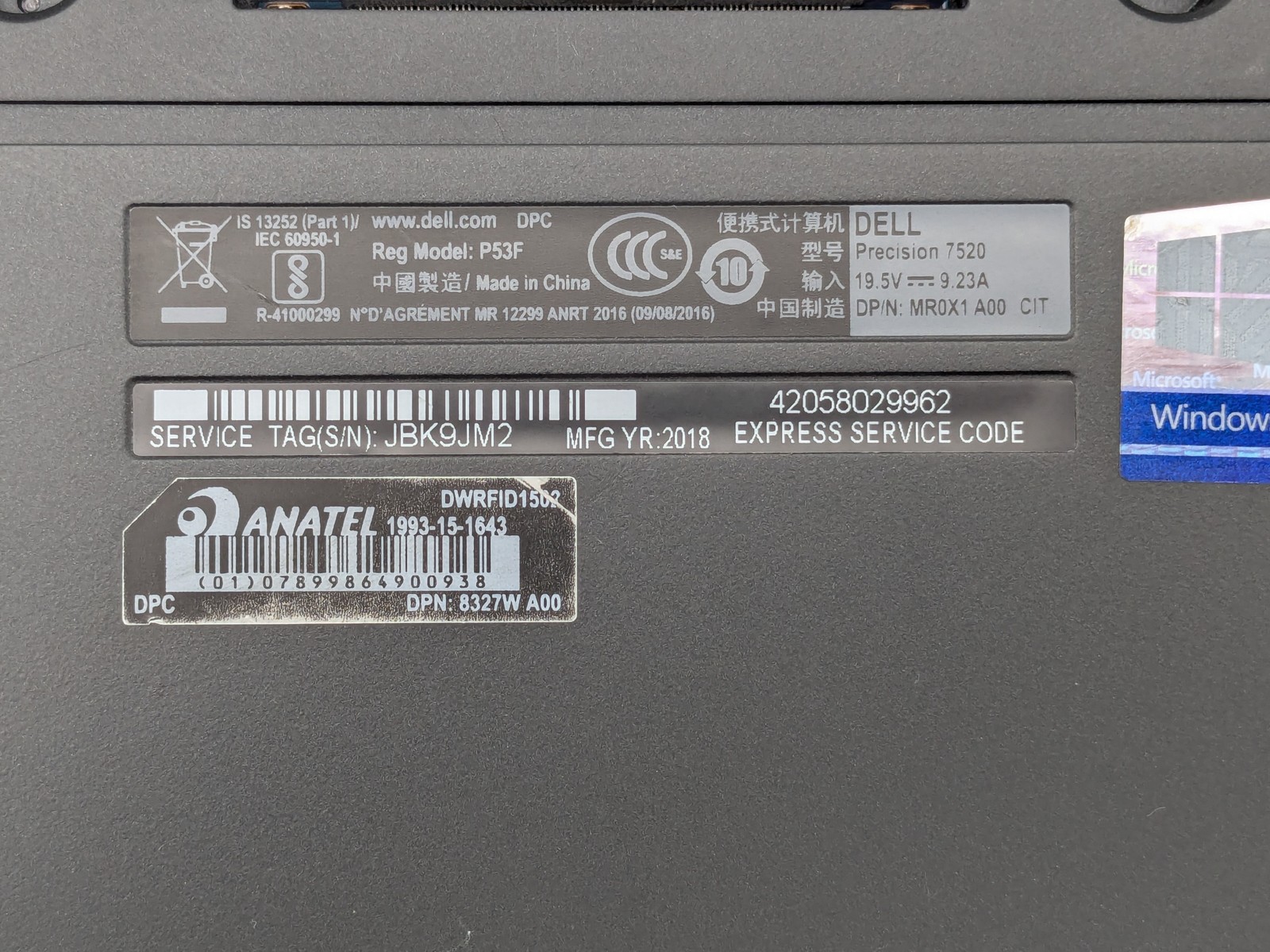 Dell Precision 7510 15″ FHD XEON E3-1575M V5 Quadro M1200 Palmrest *READ*