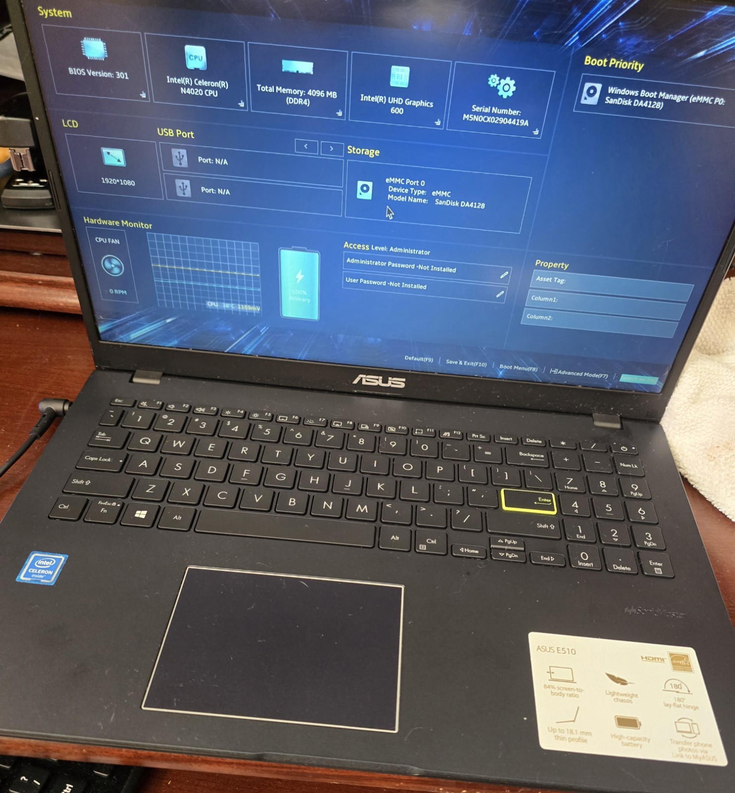 Asus L510MA-WB04 Notebook PC 1.1 Ghz 4GB DDR4 RAM