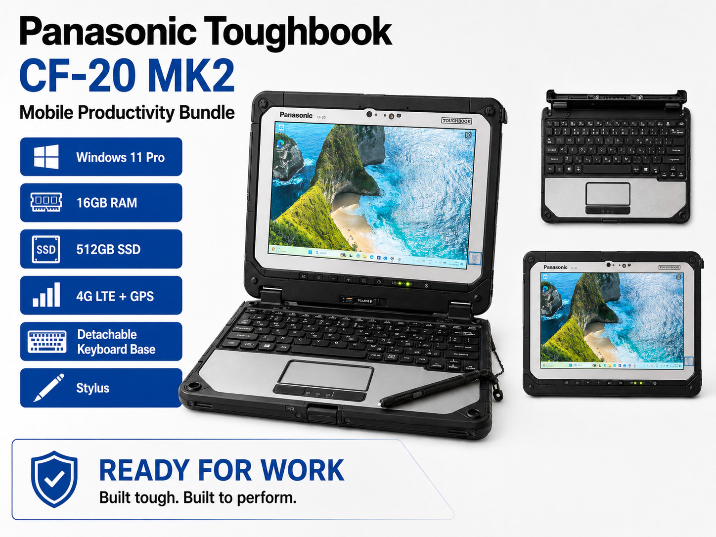 Panasonic Toughbook CF-20 MK2 1.60GHz i5-7Y57 16GB RAM 512GB 4G GPS SIM LAN 7th