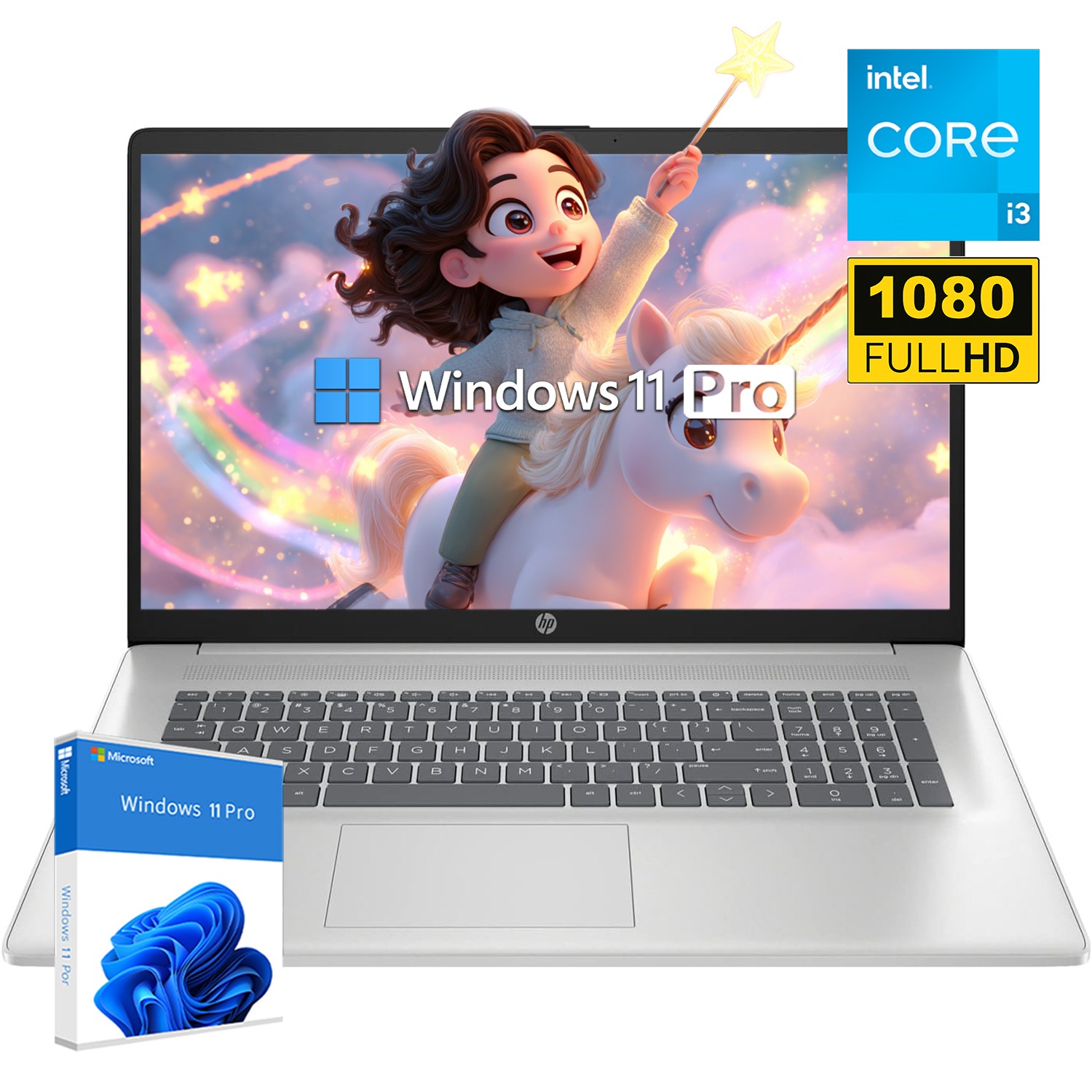 HP 17-CN3083ST Laptop 17.3″ FHD Win11Pro core i3-N305 UP TO 32GB-2TB SSD| Silver