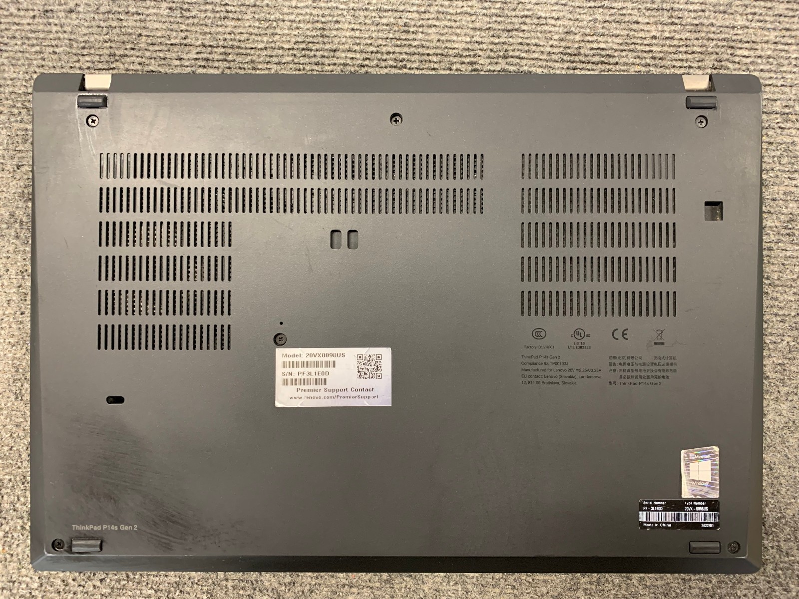 Lenovo ThinkPad P14s Gen 2i 14″ i7-1165G7 16GB RAM, No Storage, Remote Managed
