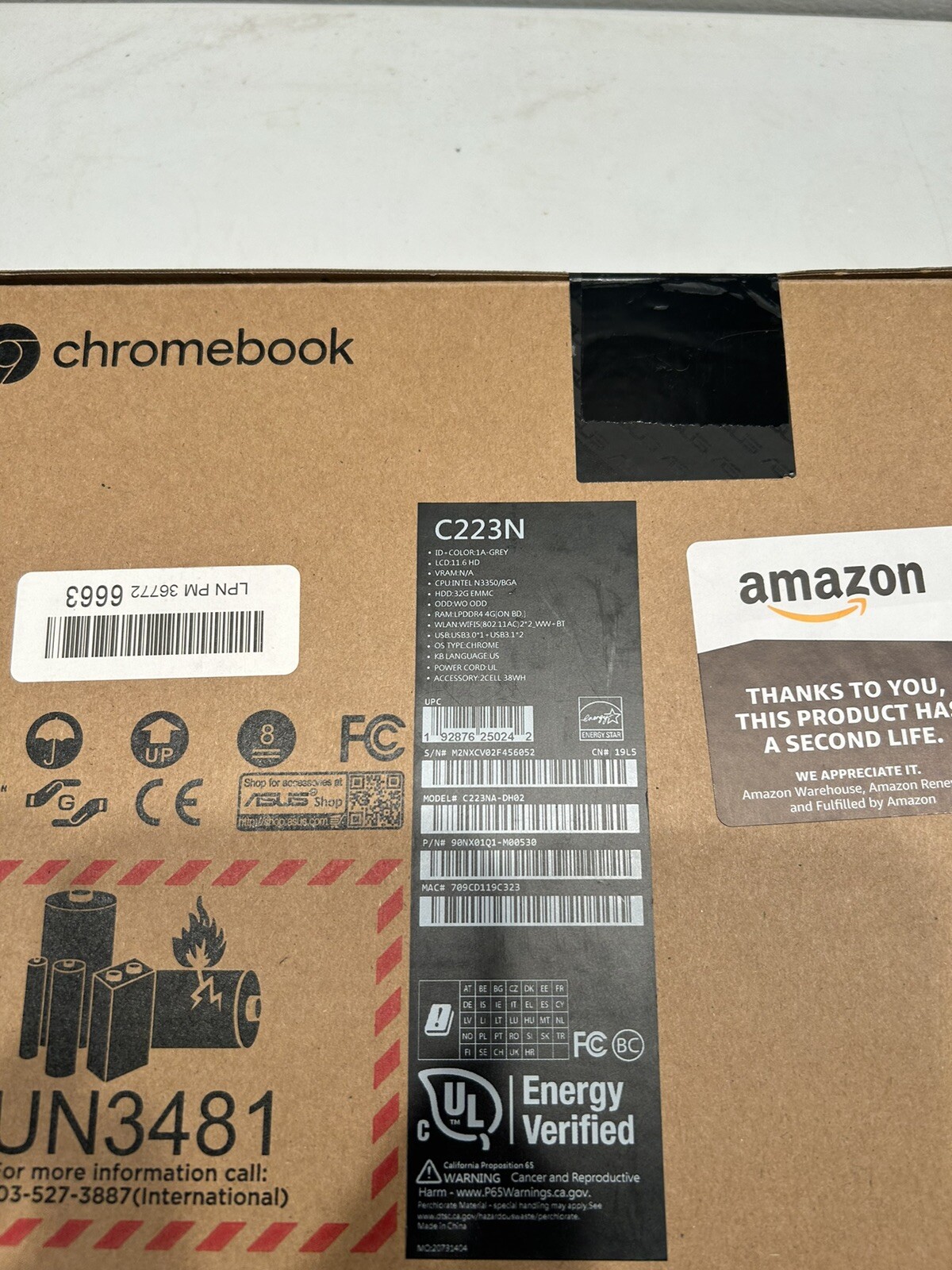 ASUS C223N Intel Celeron N3350 4GB RAM 32GB 11.6 Chromebook Grey