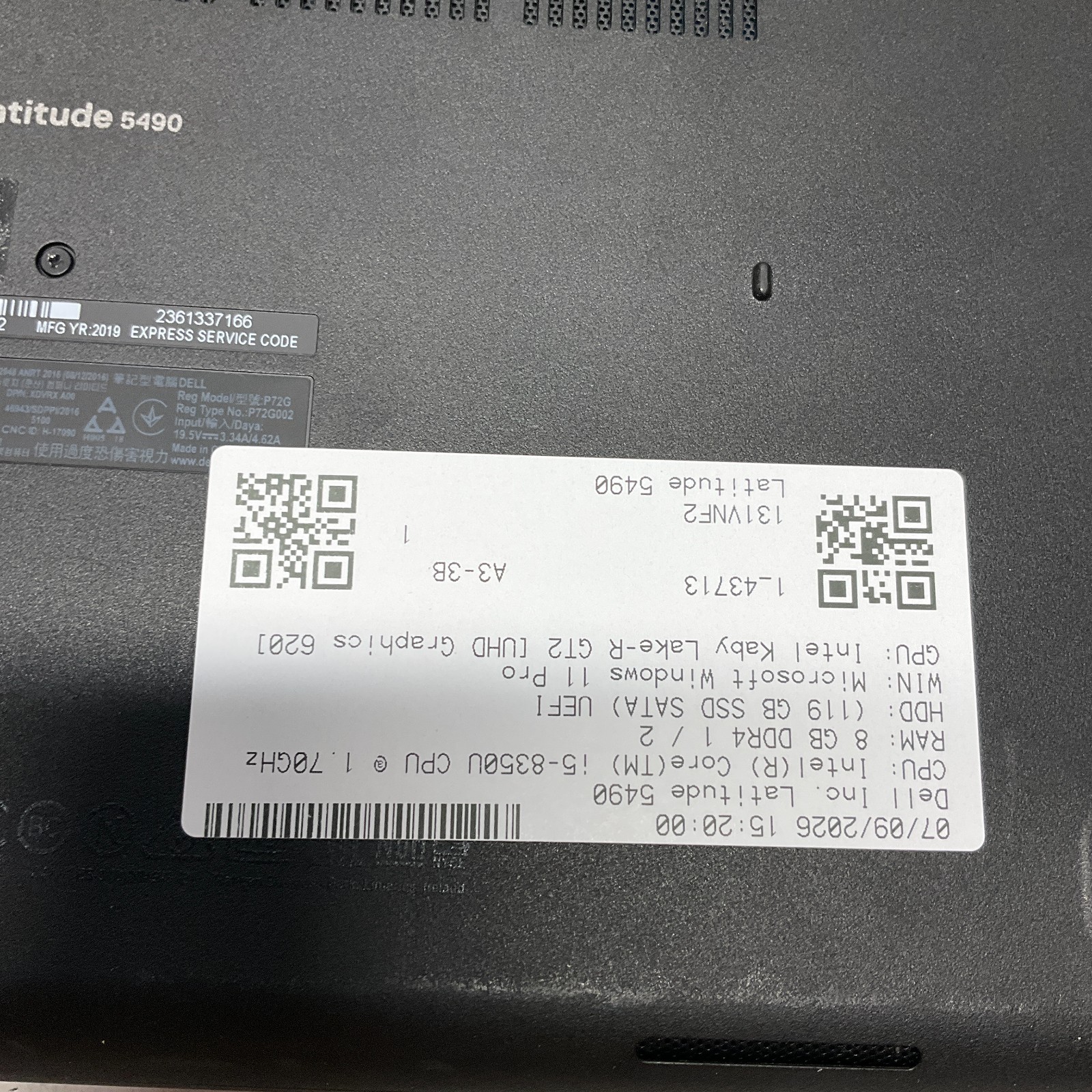 Dell Latitude 5490 14″ Intel i5-8250U 1.60GHz 8GB DDR4 128GB SSD Windows 11 Pro