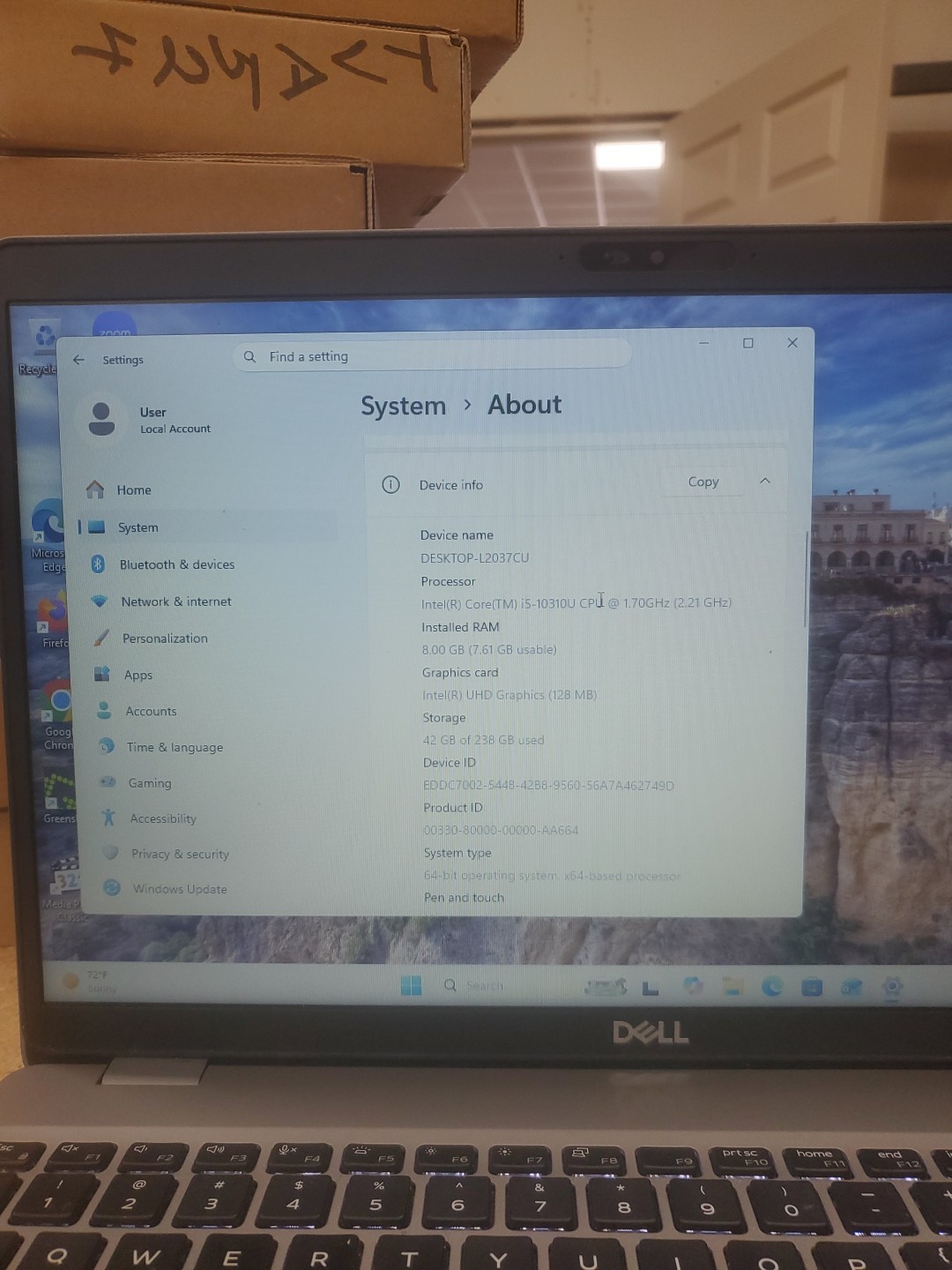 Dell Precision 3550 Laptop – i5-10310U 8GB 256GB SSD 15.6″ 051426-5