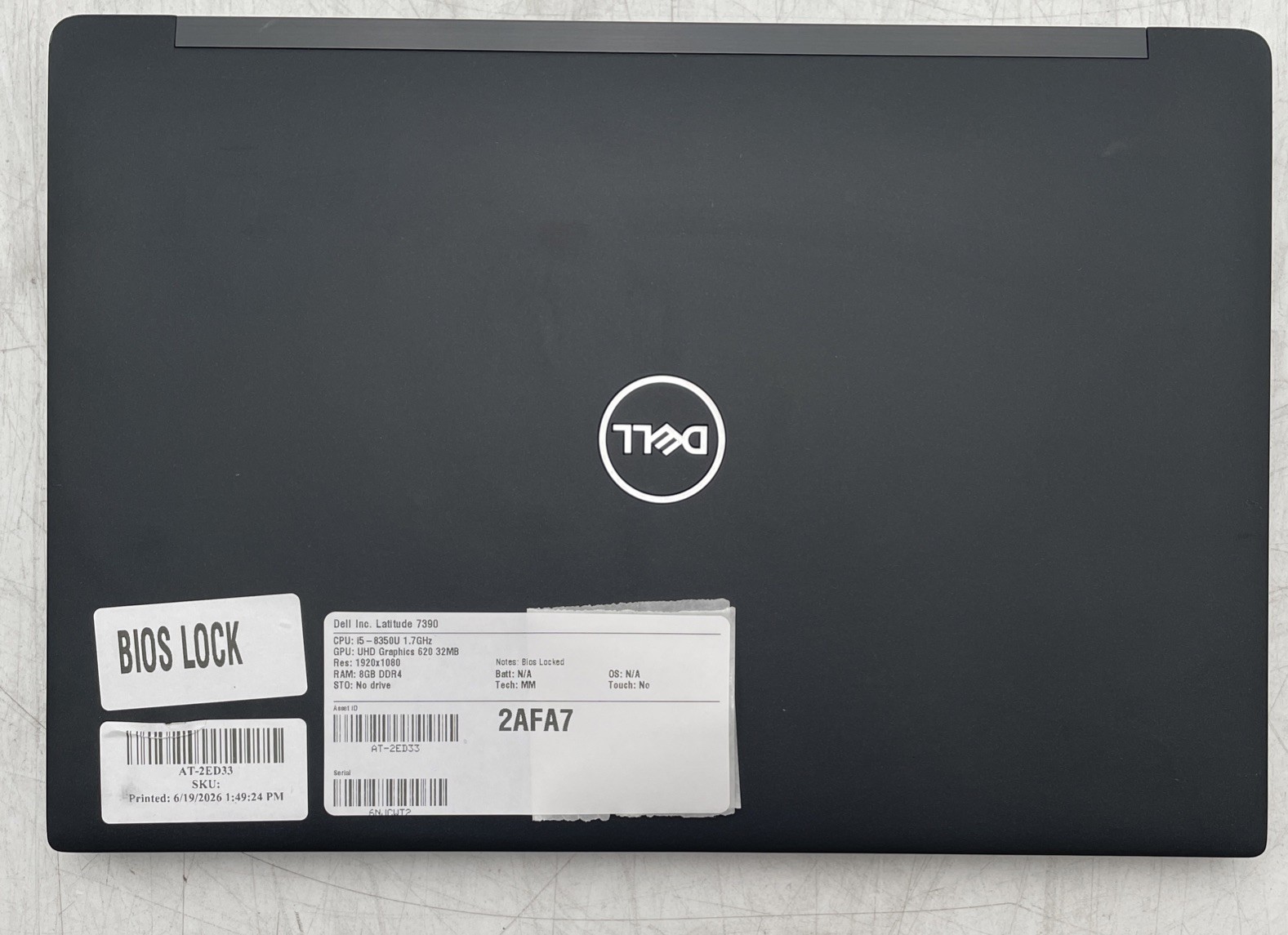 Dell Latitude 7390 i5-8350U 1.7GHz 8GB RAM NO SSD No Battery No OS BIOs Locked