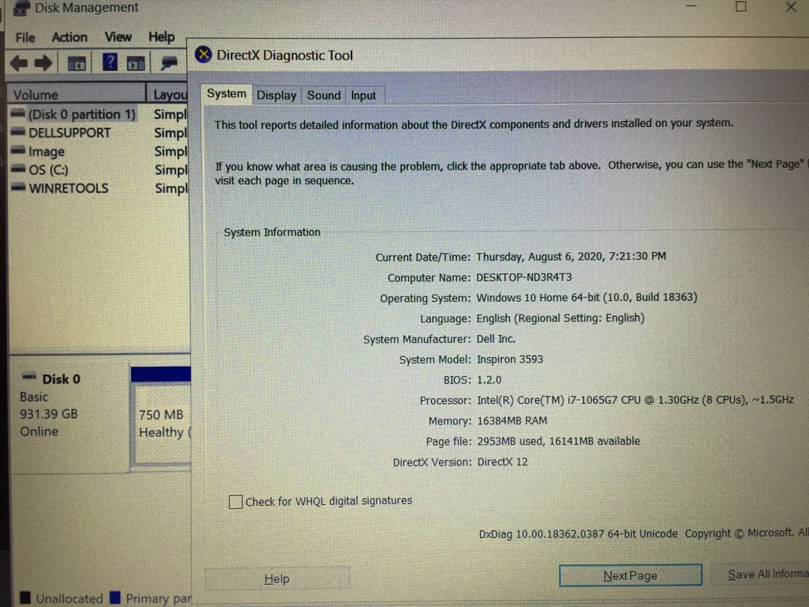 Dell Inspiron i3593-7114BLK-PUS 15.6″ FHD Laptop/i7-1065G7/16GB Ram/1TB HDD/W 10
