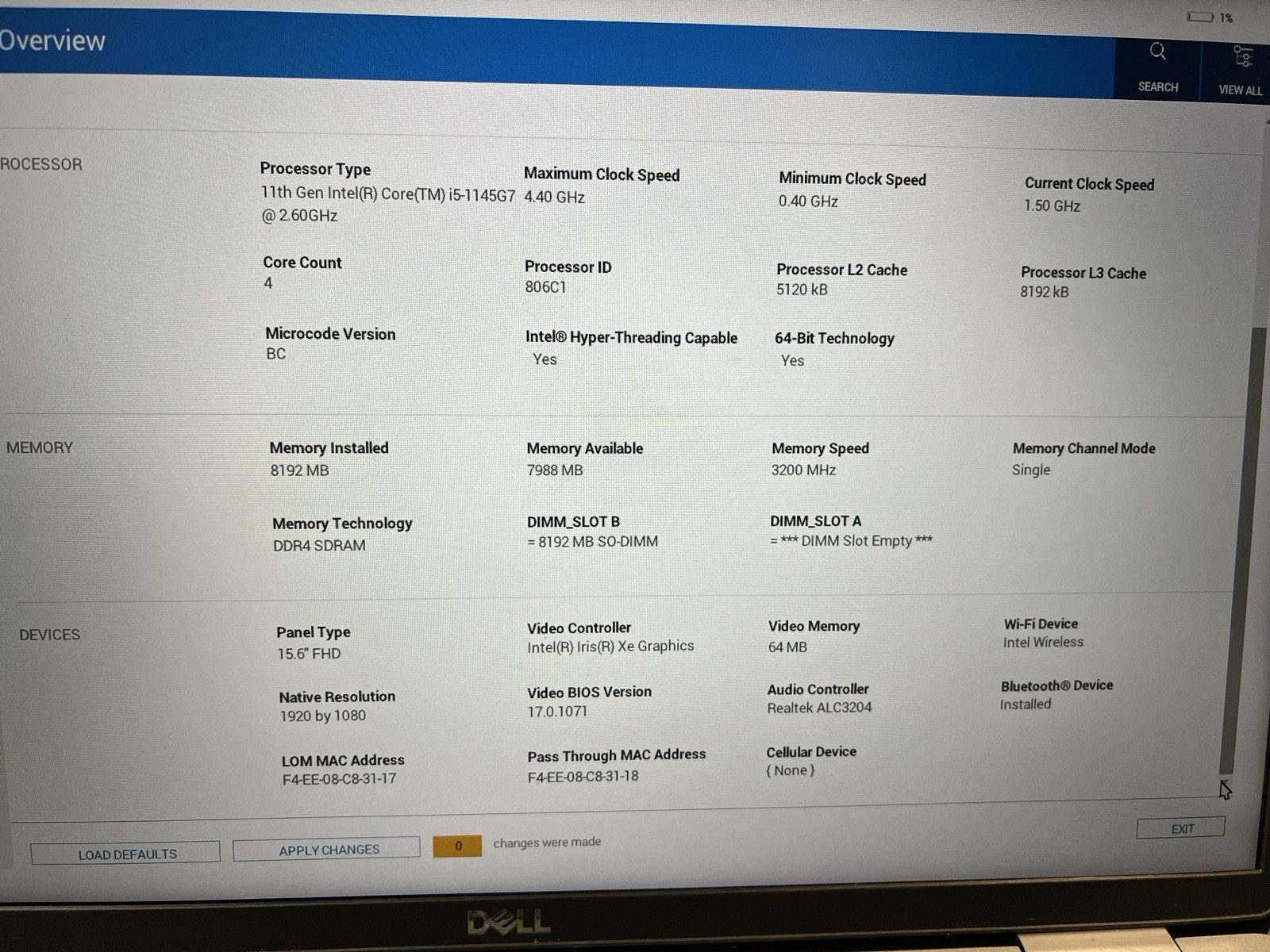 Dell Precision 3560 Workstation: 15.6″ FHD, i5-1135G7 8Gb No SSD Or OS