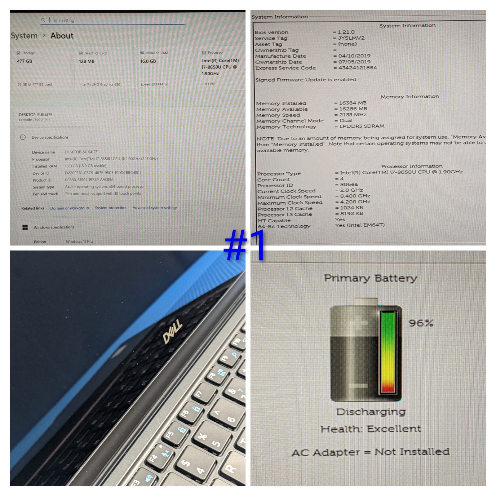 Dell Latitude 7390 2n1 13.3″ FHD TOUCH i7-8650U 1.9GHz 16GB 512GB SSD W11P +PA