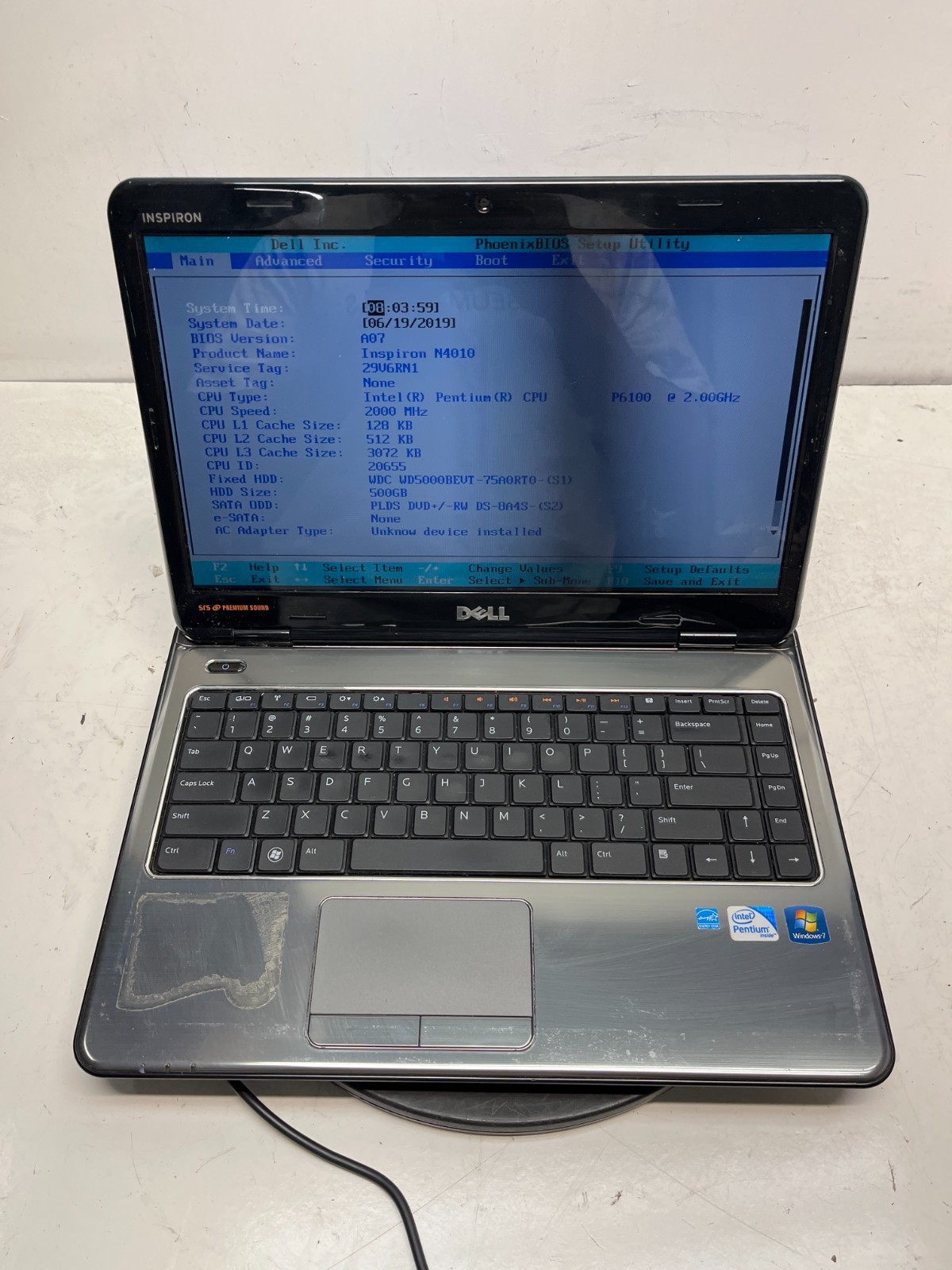 Dell Inspiron N4010 Intel Pentium P6100 2.00GHz 2GB NO HDD