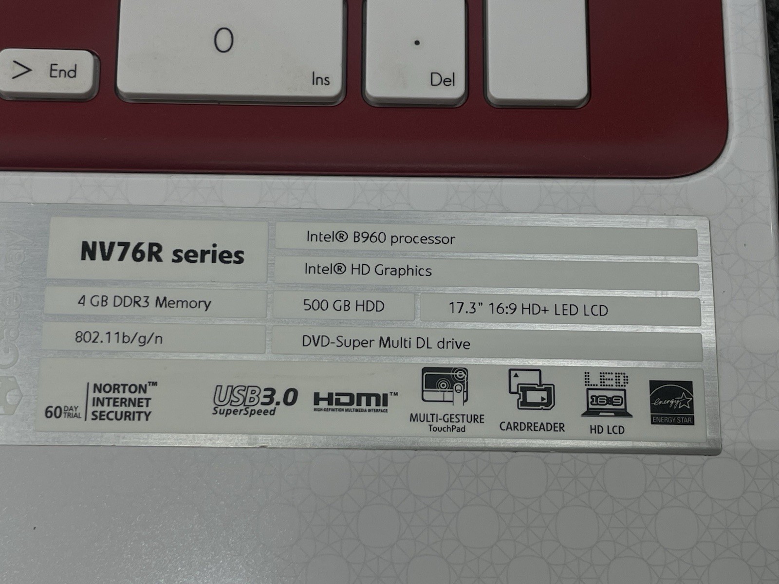 Gateway VG70 NV76R Series | Intel B960 | 500 GB HDD – PARTS OR REPAIR – JUNK