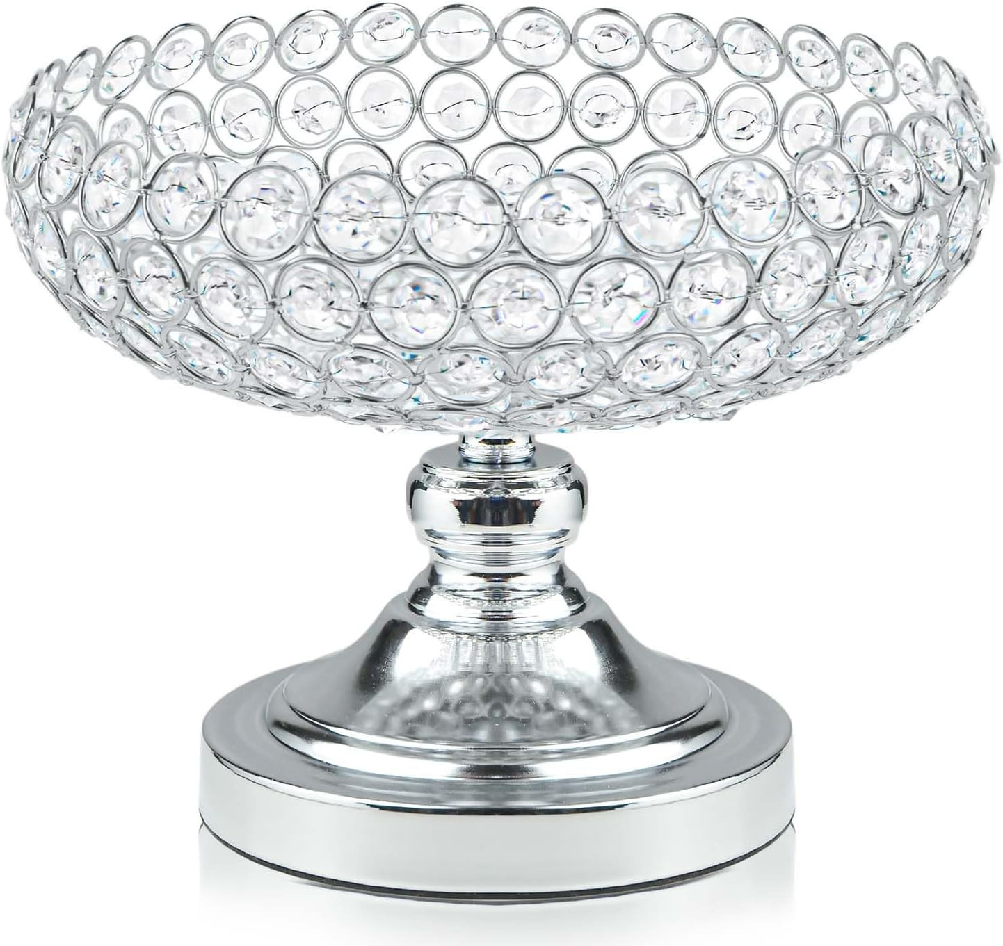 Hollow-Carved Crystal Fruit Bowl for Table Centerpiece – Silver