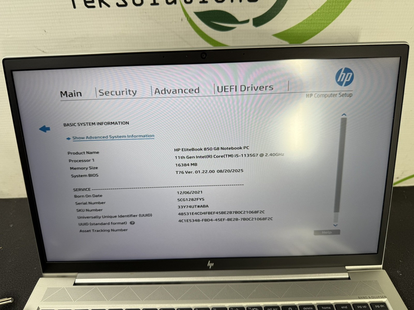 HP EliteBook 850 G8 15.6″ Core i5-1135G7 2.4GHz 16GB DDR4 256GB SSD Win 11 Pro