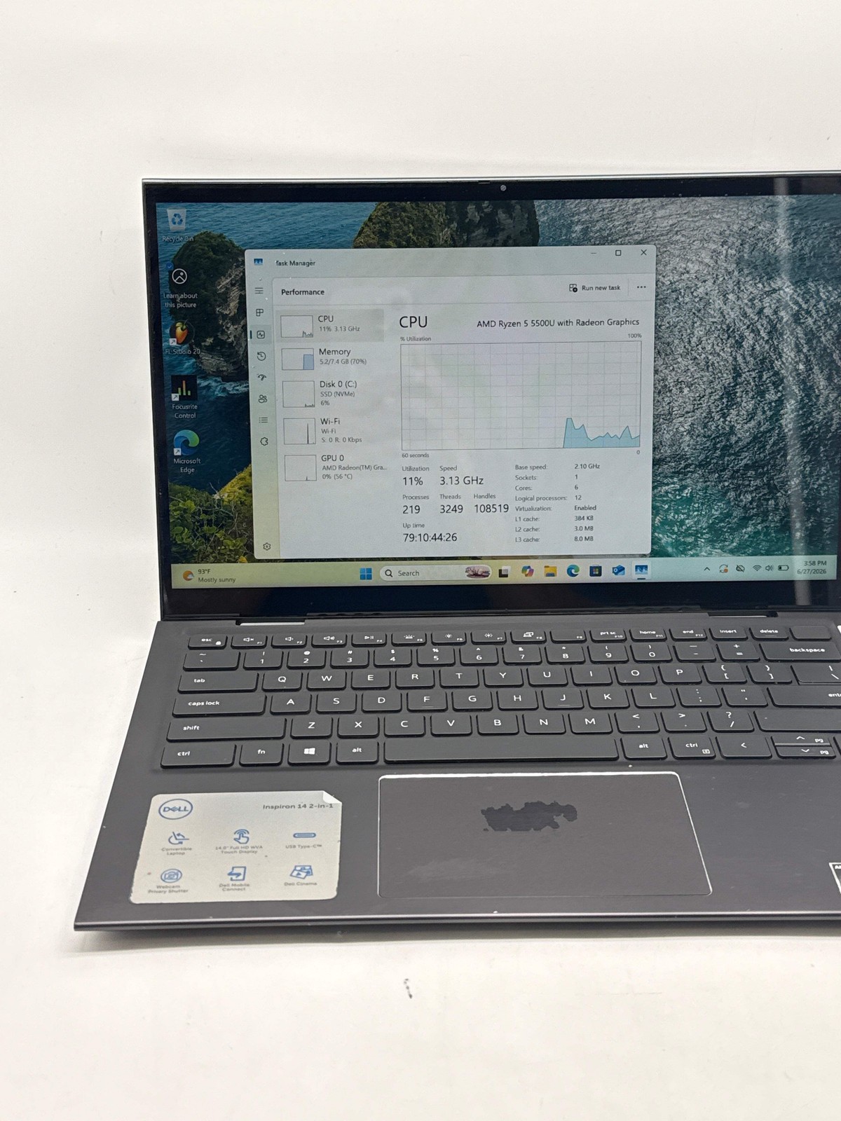 Dell Inspiron 7415 2-in-1 Ryzen 5 5500U 8GB RAM 256GB SSD – Used
