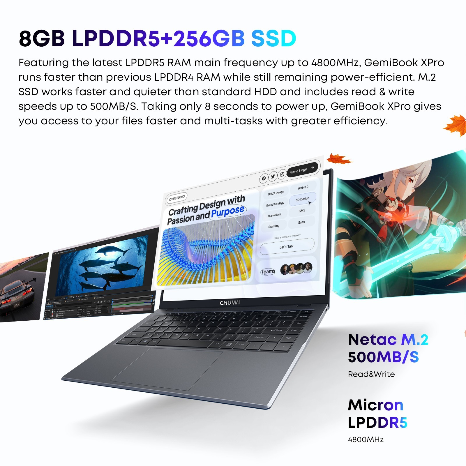 CHUWI GemiBook XPro 14.1″ Windows 11 Laptop, Intel N100, 8/16GB RAM, 256/512 SSD