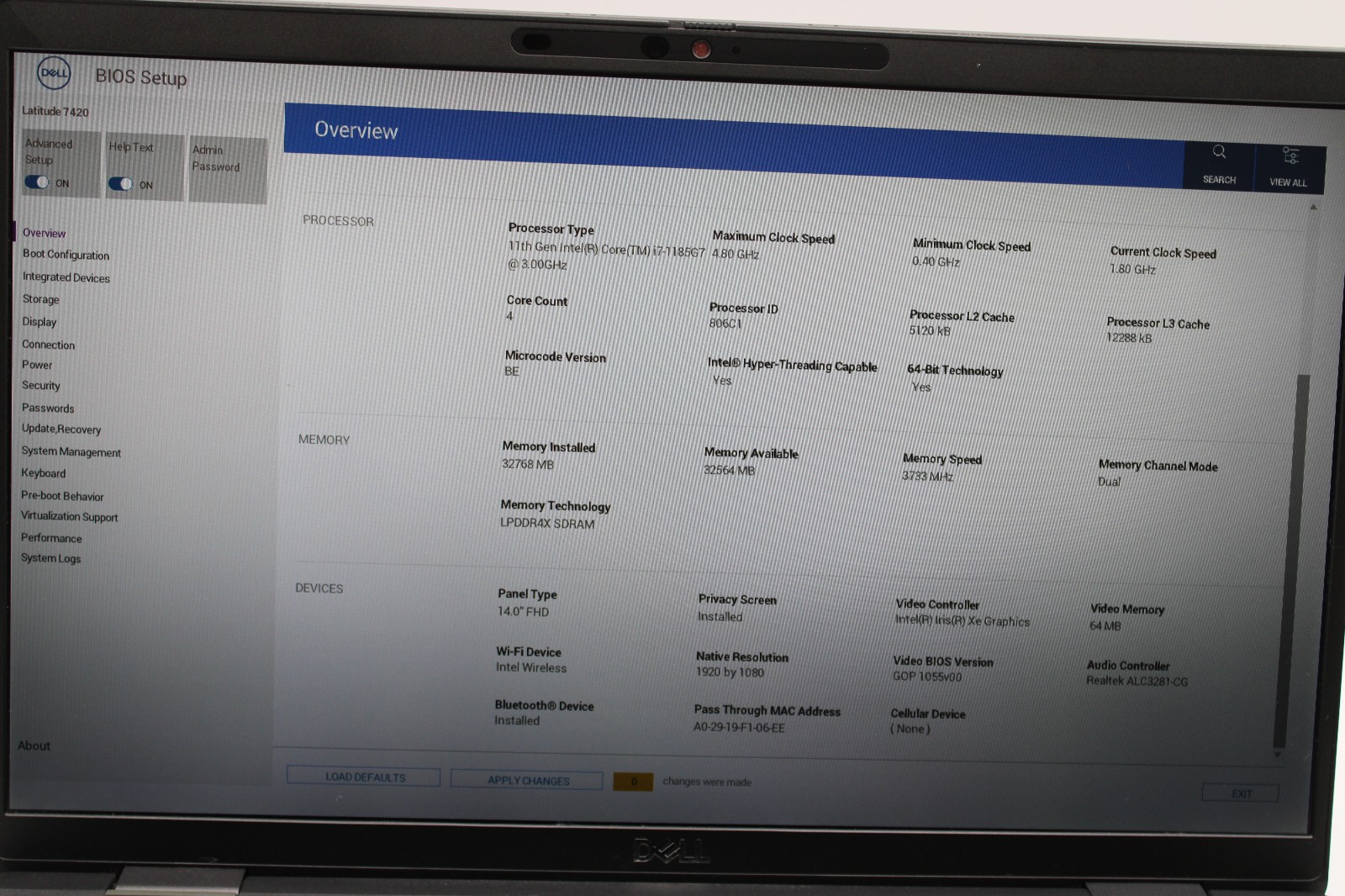 Dell Latitude 7420 Touch _ i7-1185G7 @ 3 GHz _ 32GB RAM _ 1TB SSD _ W11P