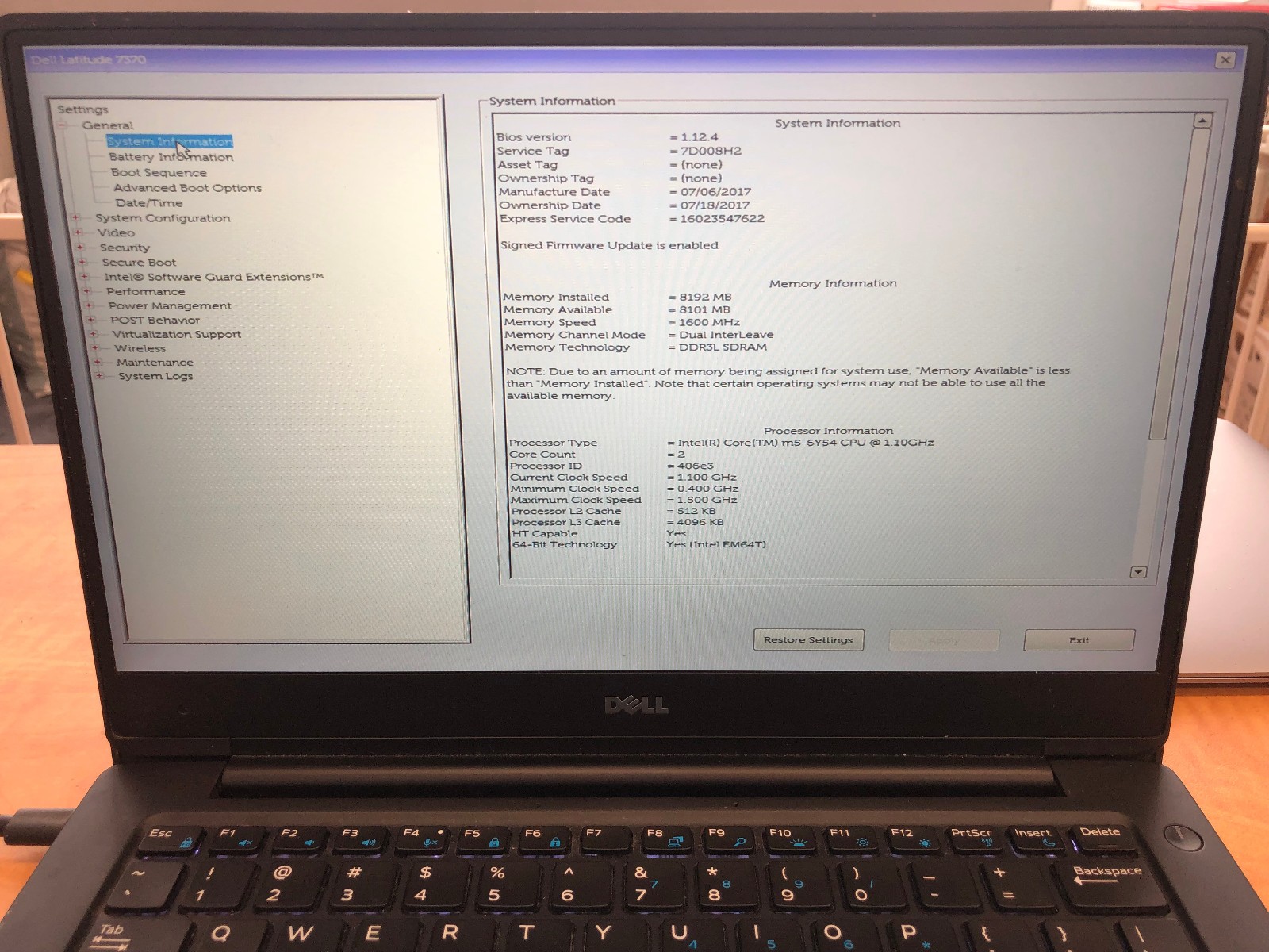 Dell Latitude 7370 13.3″ Laptop w/ Intel Core m5-6Y54 1.1GHz CPU 8GB RAM No SSD