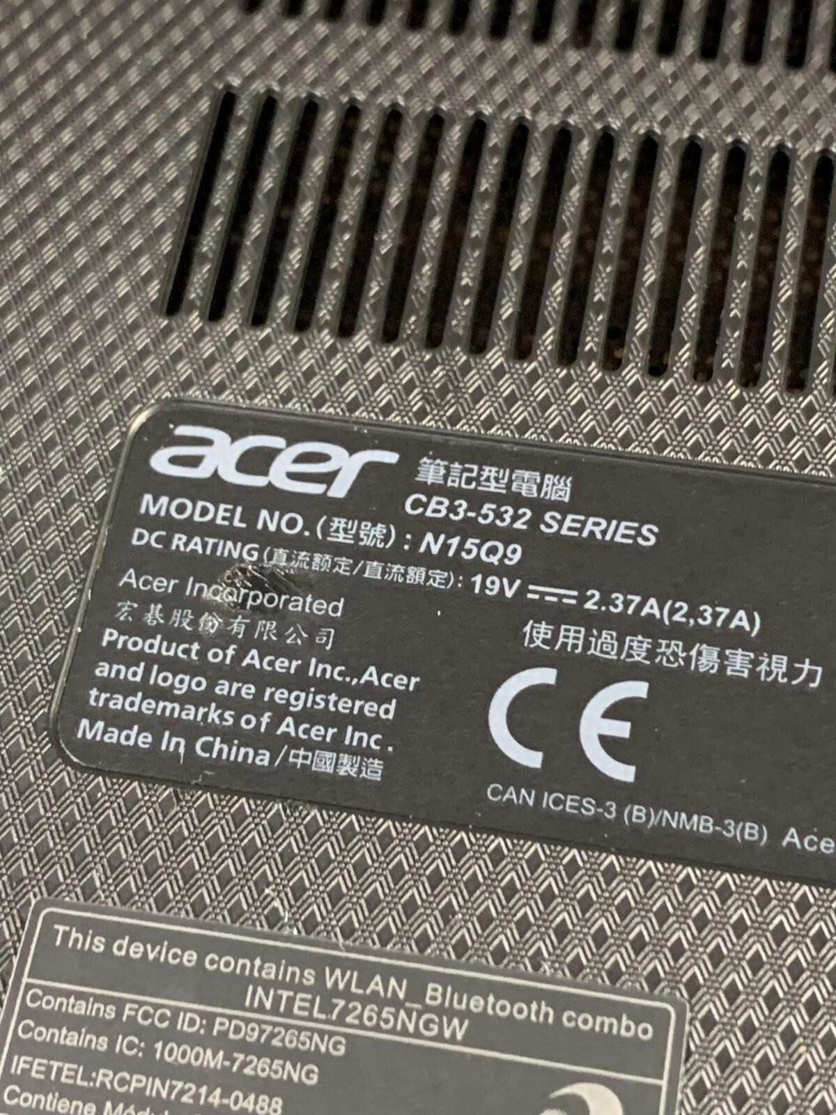 Acer Chromebook 15 CB3-532 Series N15Q9 Gray 15.6″ Display Laptop – For Parts
