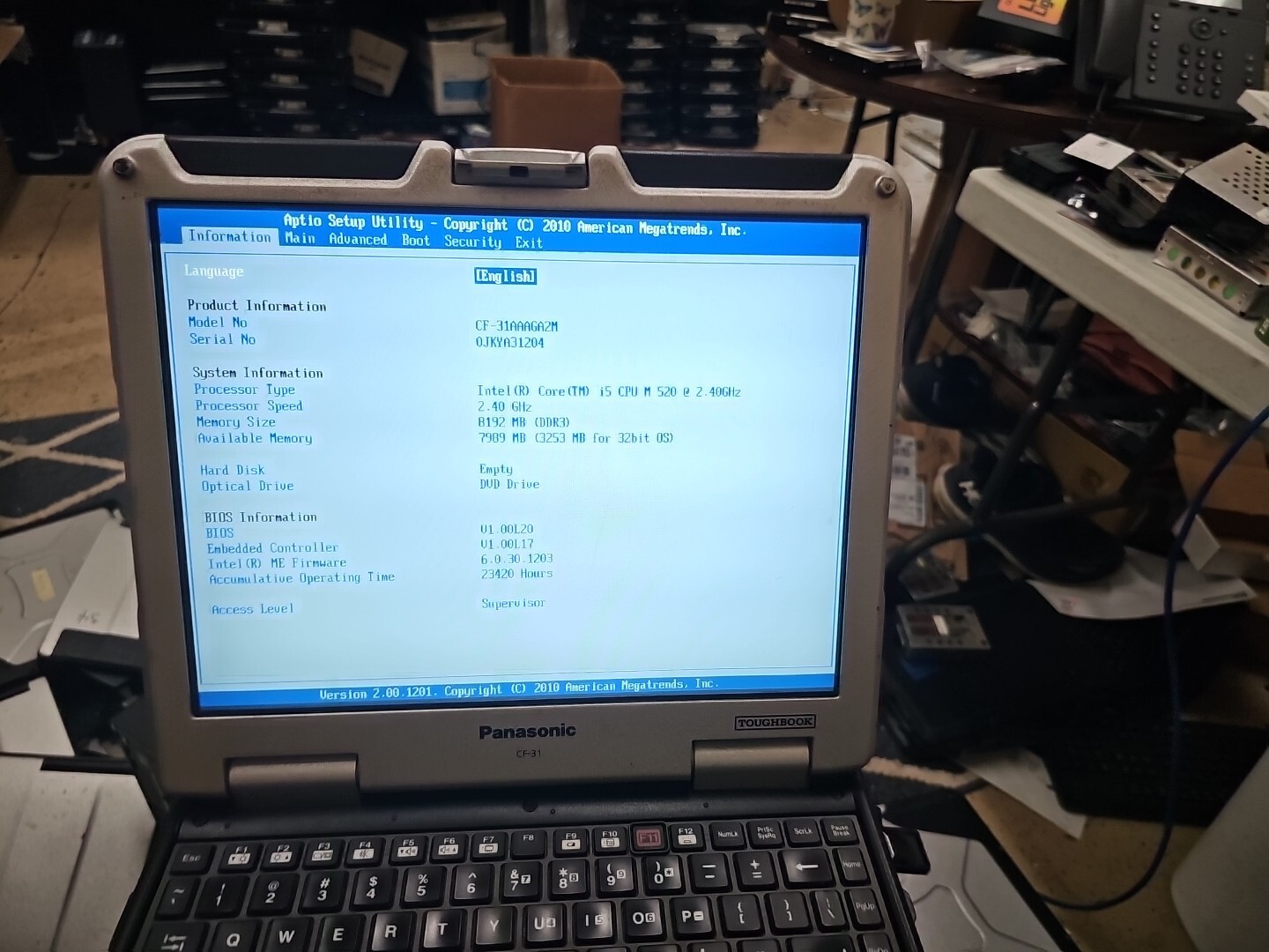 Panasonic Toughbook CF-31 MK-1 i5 520M @ 2.40GHz 8GB RAM DDR3 ( 23420HRS)
