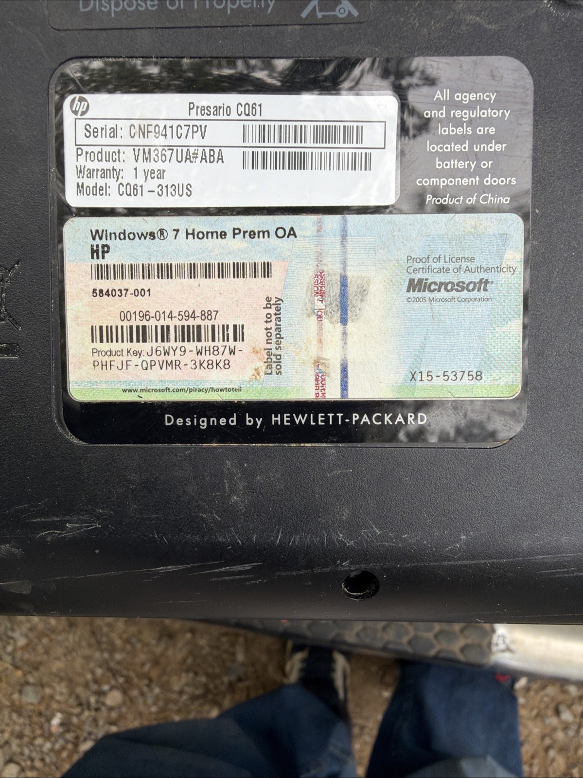 Compaq Presario CQ61 Laptop – WON’T POWER ON – Parts/Repair Only – Read Desc.