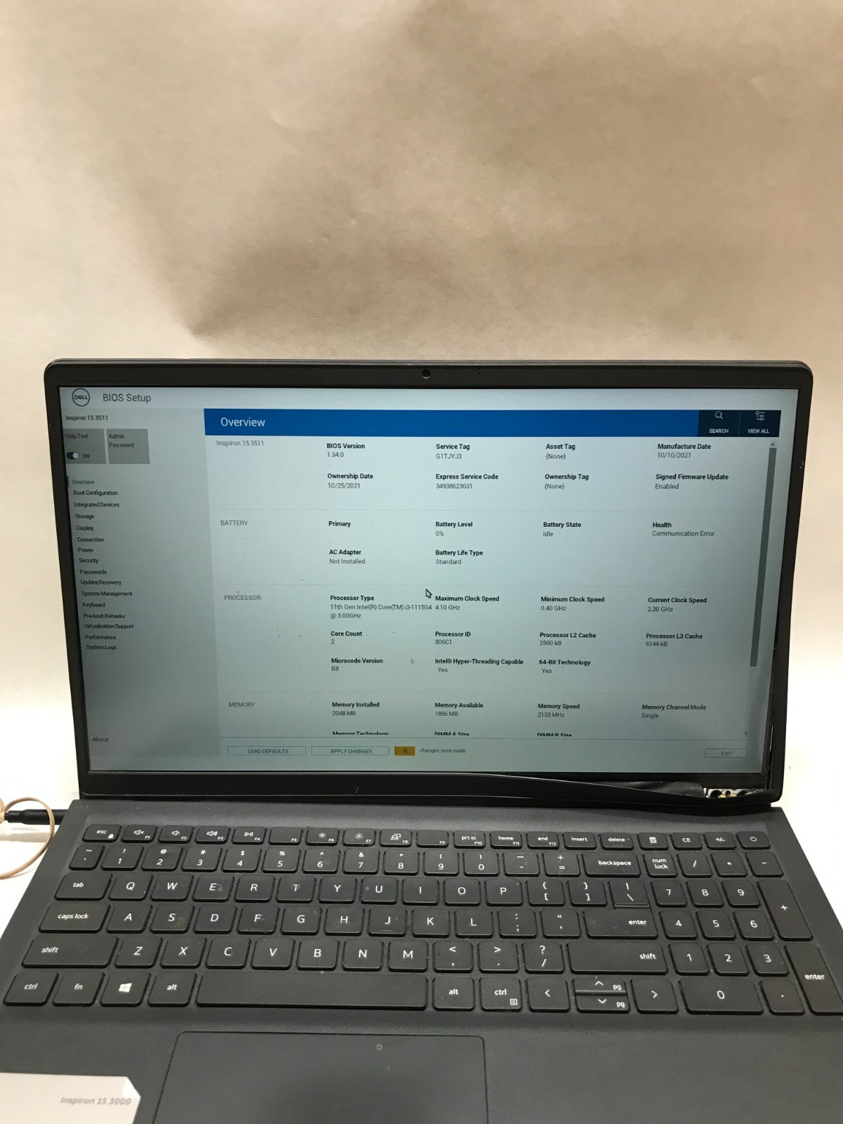 Dell Inspiron 15 3511 15″ Intel Core i3 11th Gen NO RAM NO SSD/OS For Parts – DW