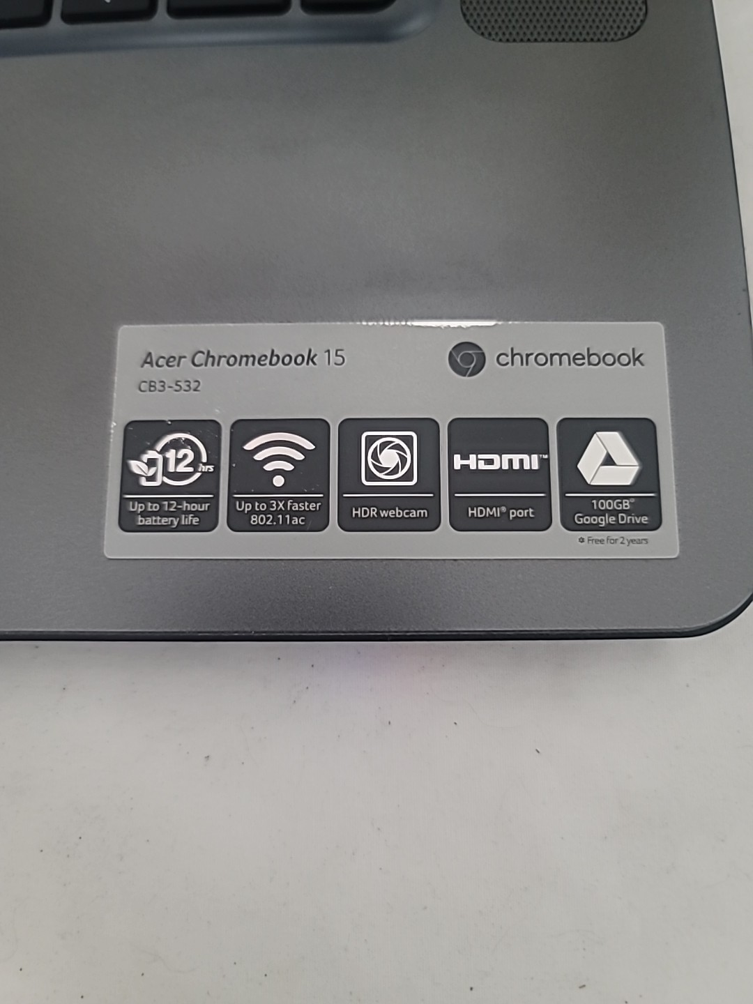 Acer Chromebook 15 CB3-532-108H 15″ Intel Atom x5 E8000 4GB 16GB Mint Condition