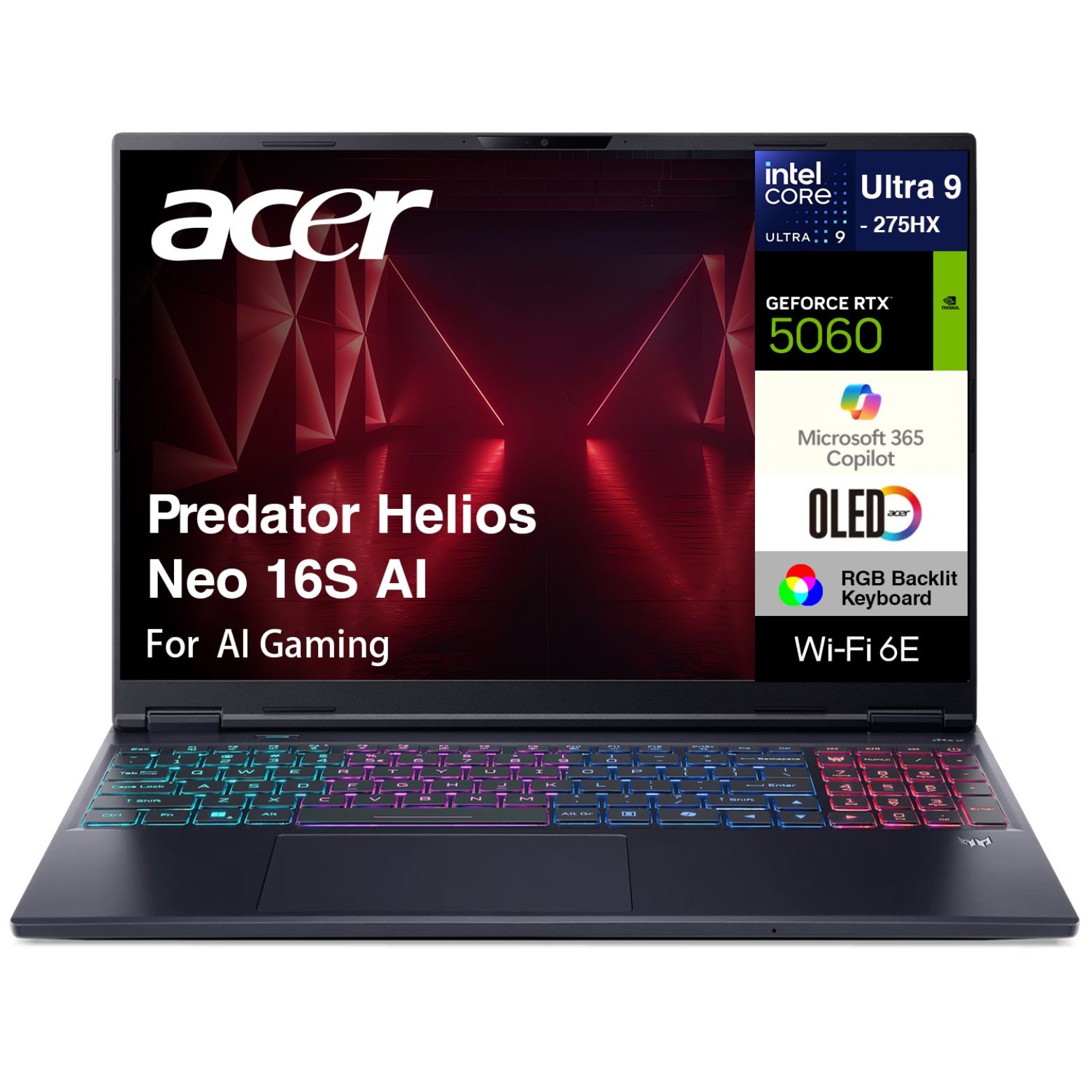 Acer Predator Helios 16″ WQXGA Intel Ultra 9-275HX 16GB 1TB SSD GF RTX 5060 W11H