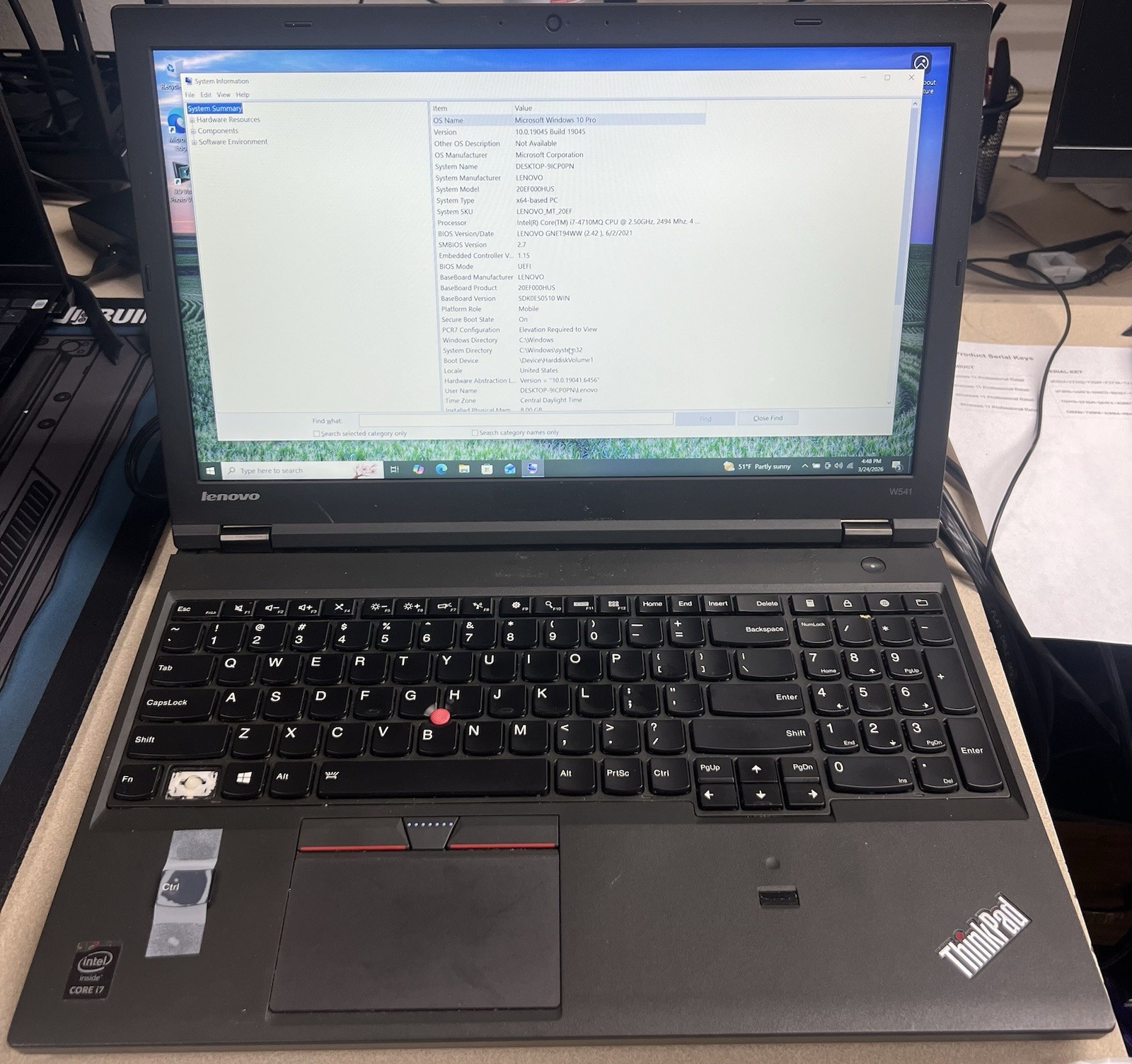 Lenovo ThinkPad T540p Laptop 15.6 I7-4710mq 8gb Ram 240gb SSD Win 10 Pro (READ!)