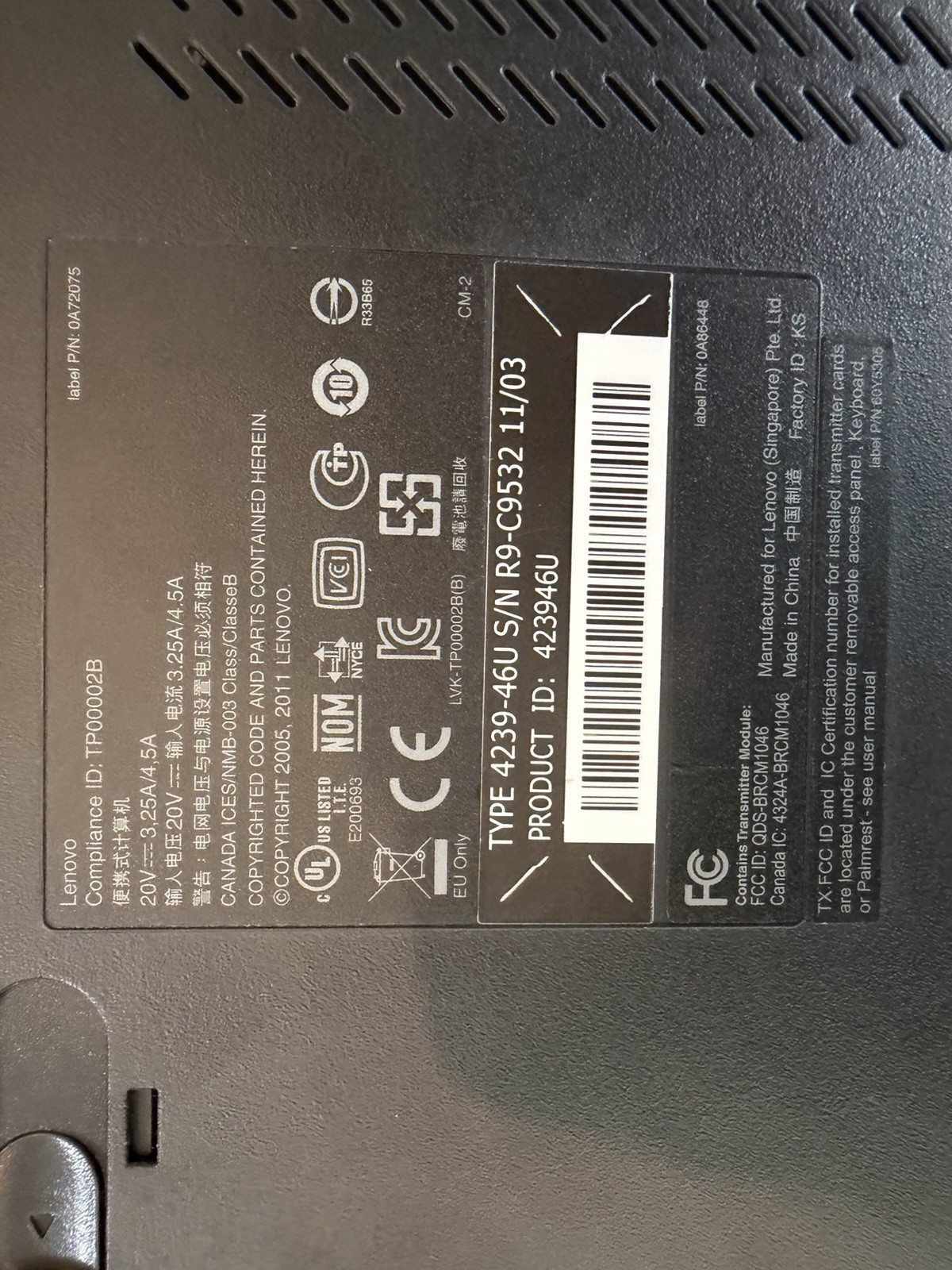 ThinkPad T520 Tested 4GB RAM i5-2520M NO HDD/ODD 9 Cell Battery Classic Keyboard
