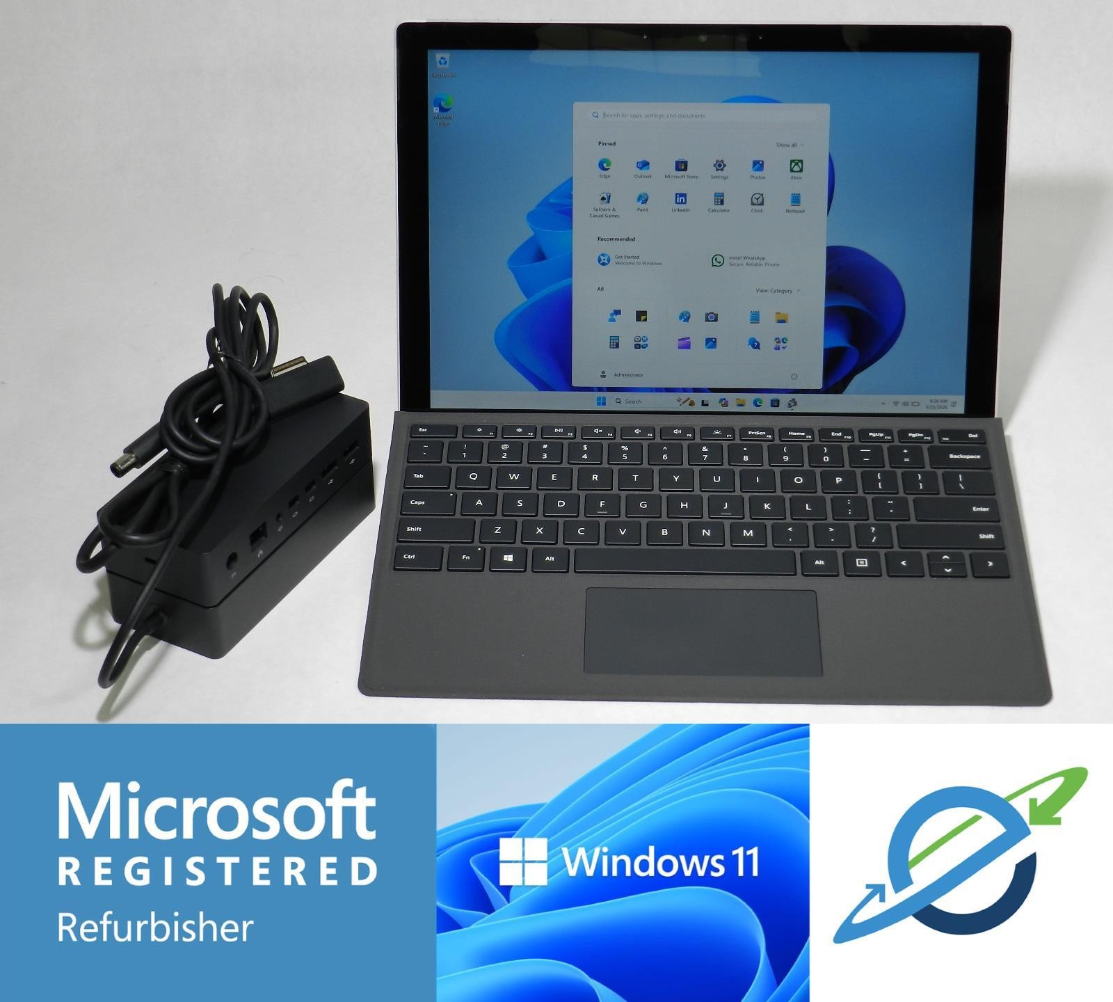 MICROSOFT SURFACE PRO 7 1866 | i5-1035G4 | 256GB SSD | 8GB RAM | A+ | w/ Dock 1