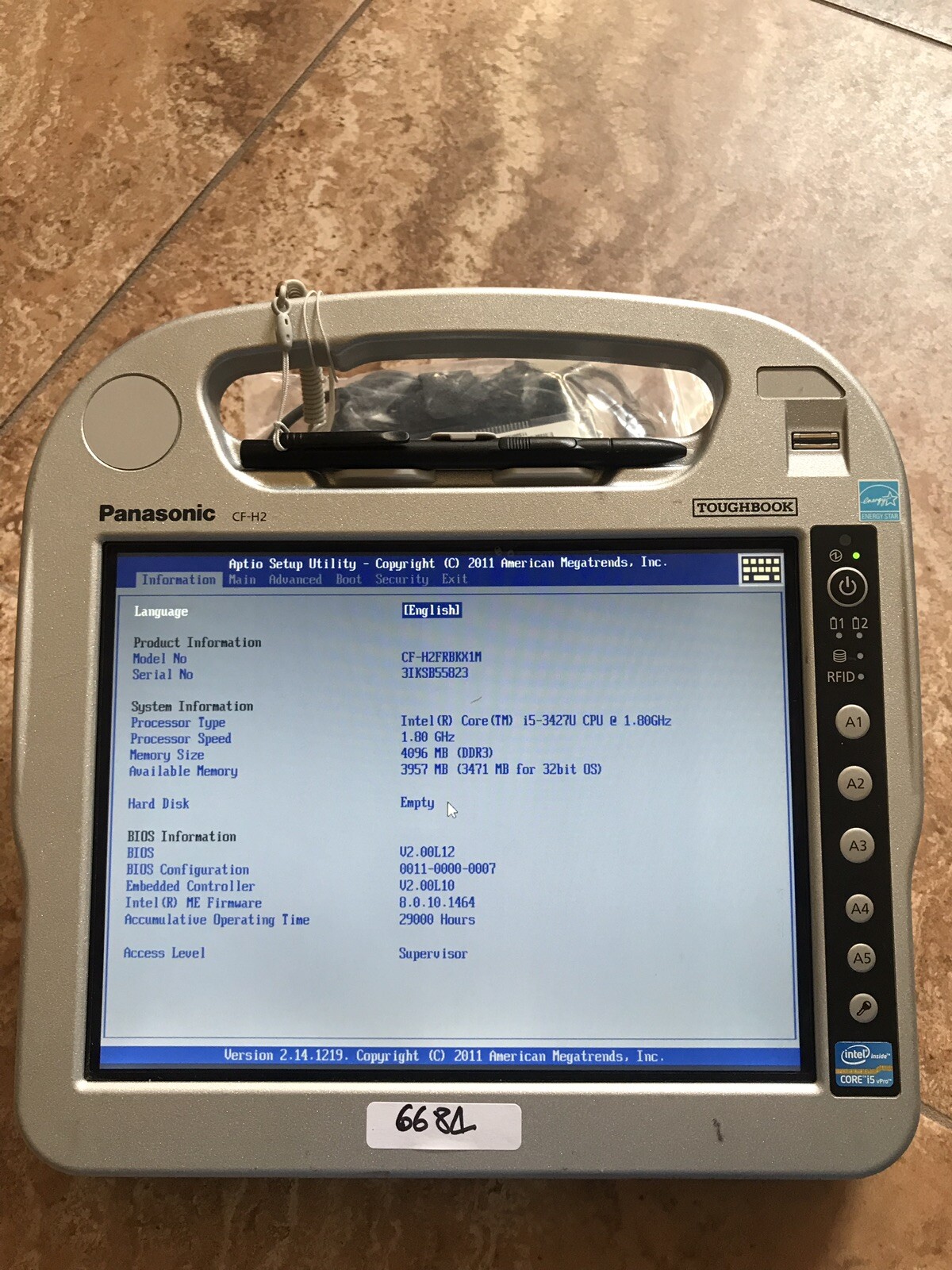 PANASONIC TOUGH CF-H2A[MK2] i5-3427M 1.8GHz-4GB-256GB SSD 10.1″ WIN 7 PRO 64BIT
