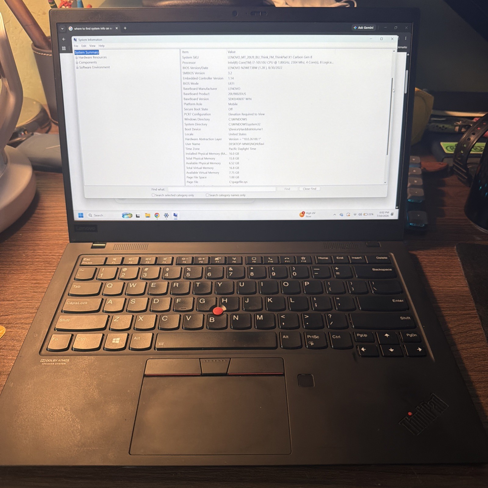 Lenovo ThinkPad X1 Carbon Gen 8 Intel i7 10510U 16GB RAM 512GB SSD 14″ FHD