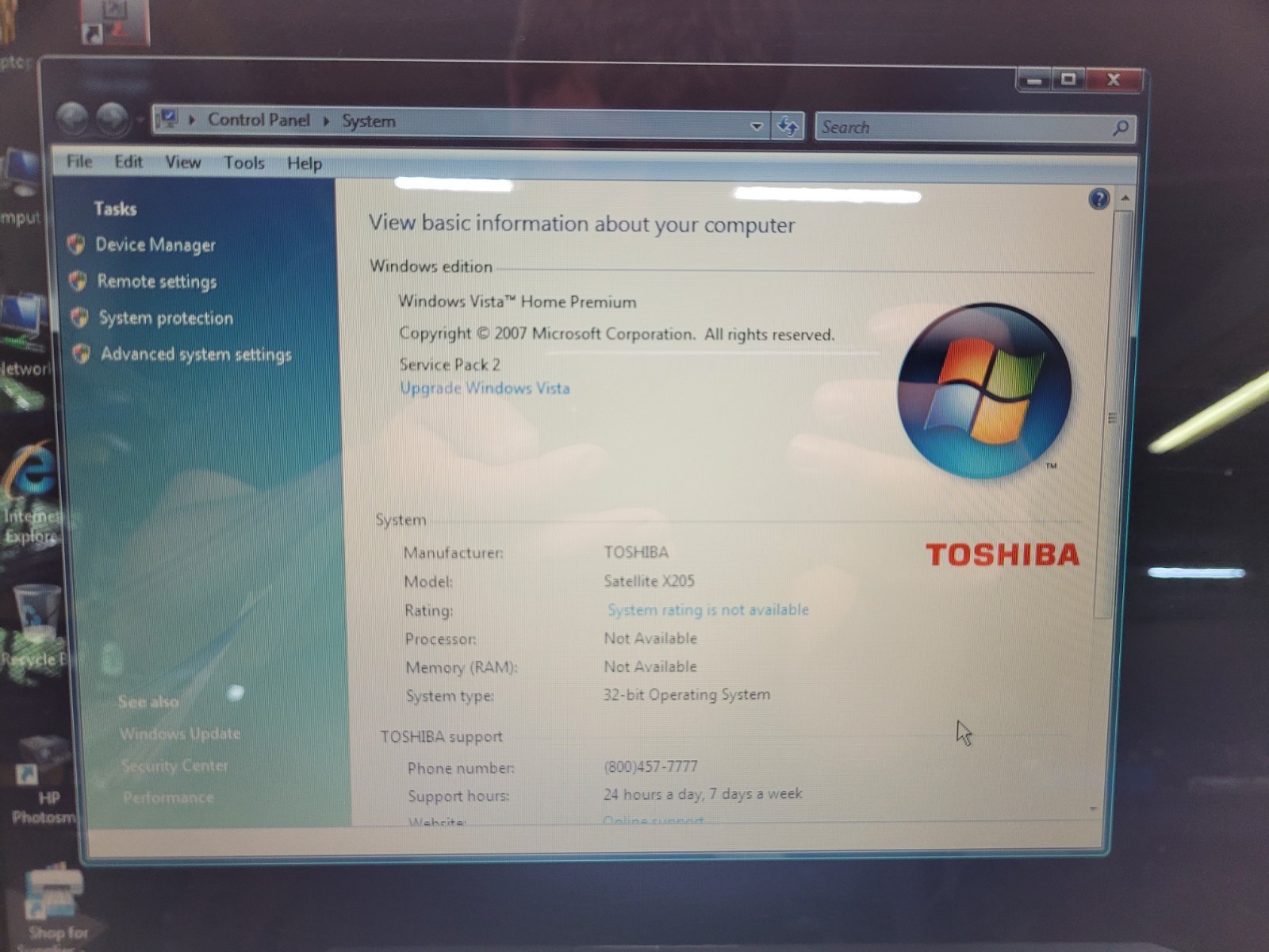 Toshiba Satellite X205 ‘Baby Qosmio’ 1.66ghz 2gb 1tb 8700m GT Retro Gaming Win V