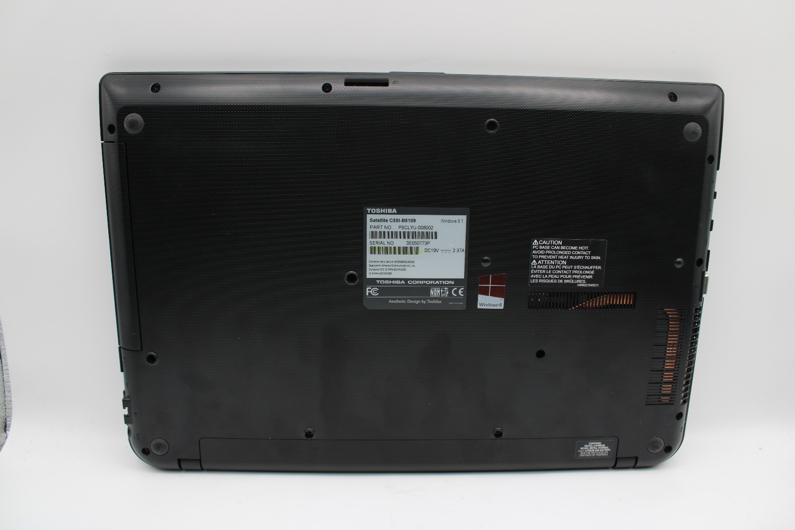 Toshiba Satellite C55t i3-4005U @ 1.7 GHz 4GB RAM 256GB SSD No OS