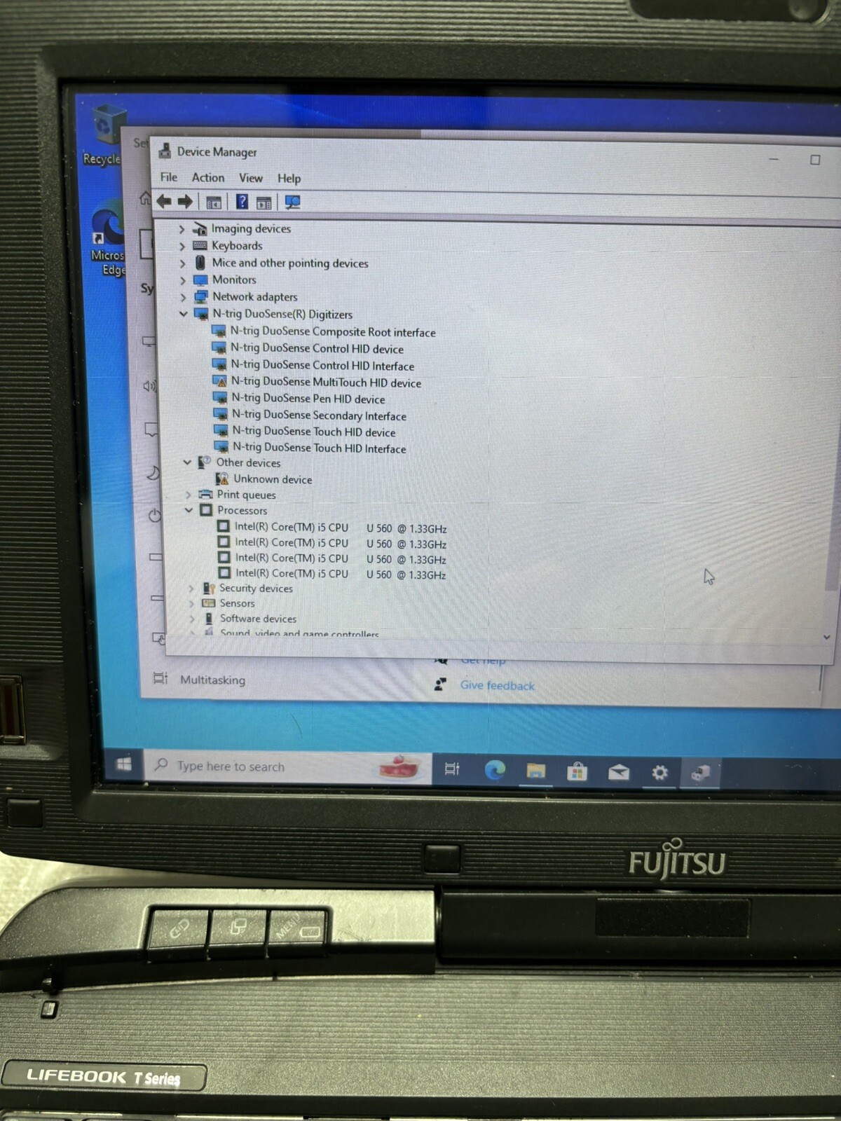 Fujitsu T 580 Core i5 – 1.33 GHz 3GB Ram Windows 10 – 512 SSD 10” Touch