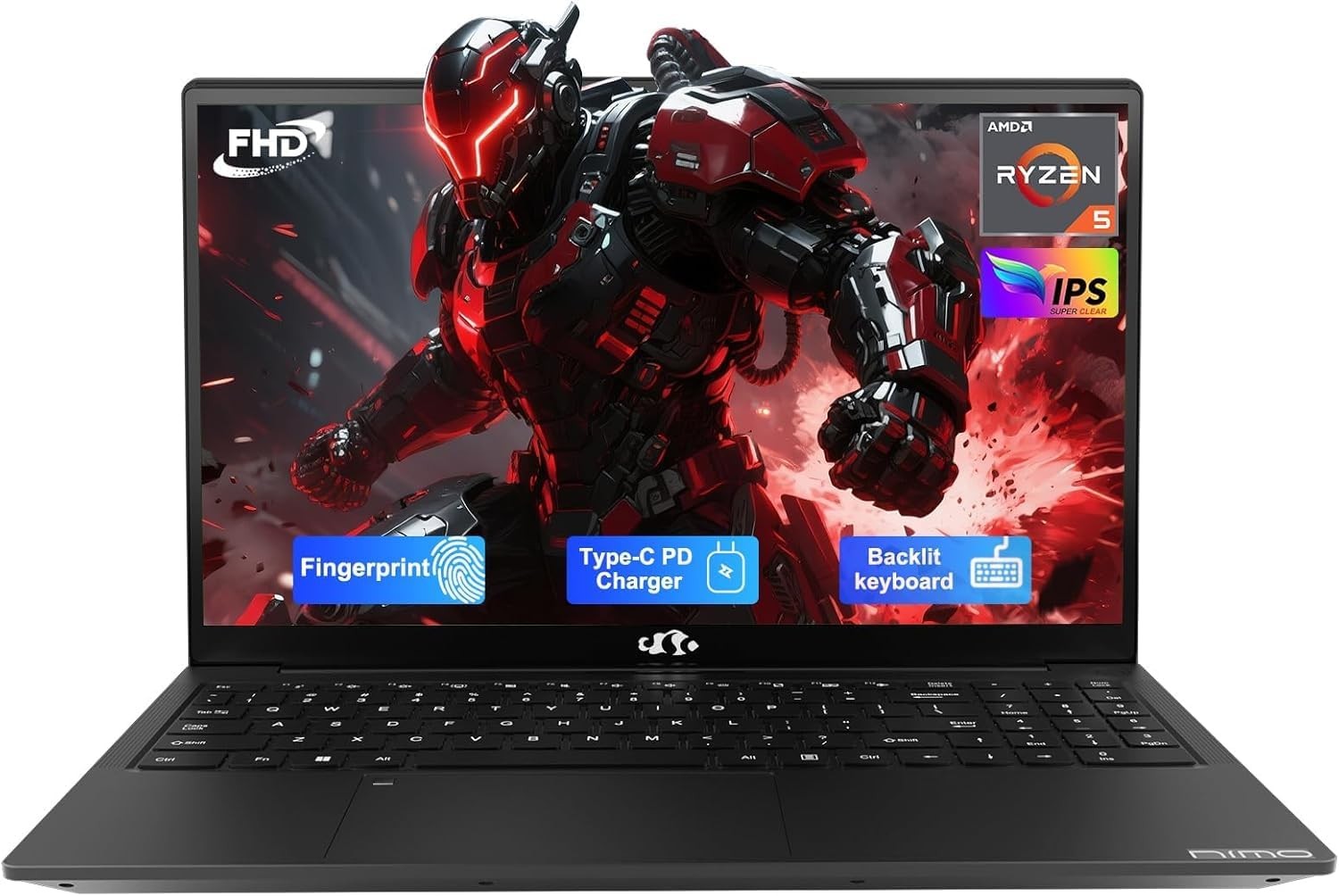 NIMO 15.6” IPS FHD-Laptop, 4GB RAM 128GB SSD AMD Ryzen 5 (4 Cores Up to 3.7GHz)