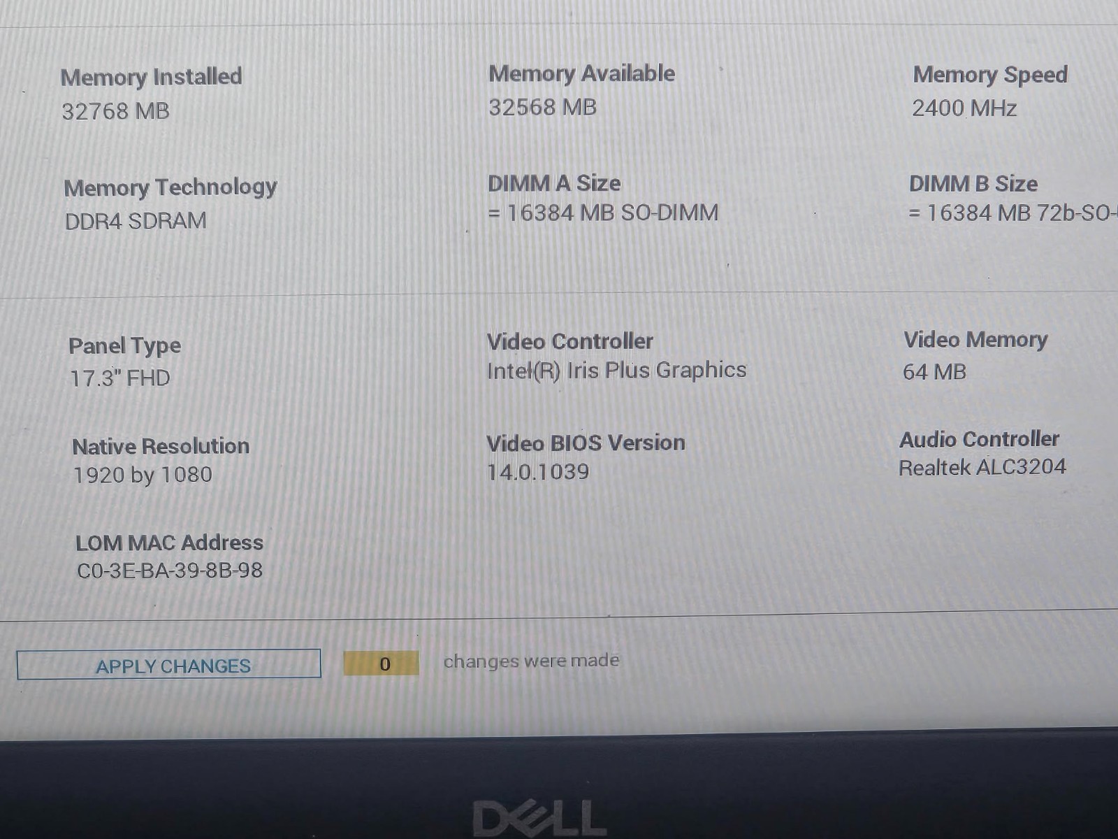 DELL Inspiron 3793 17″ Screen FHD i7-1065G7 32GB DDR4 WiFi BT 512GB SSD & 1TB HD