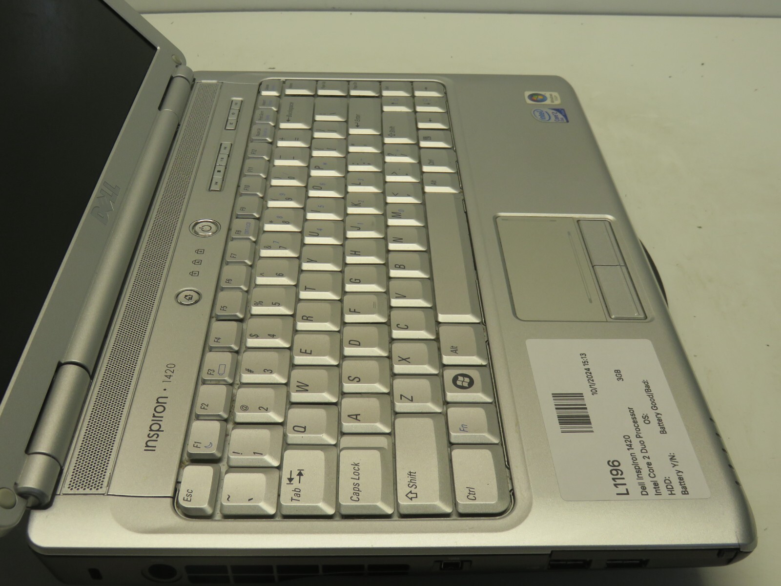 Dell Inspiron 1420 Intel Core 2 Duo Processor 1.83GHz 3GB NO HDD No Batt